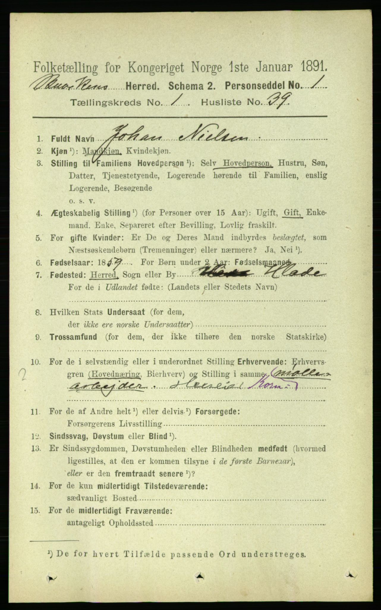 RA, 1891 census for 1656 Buvik, 1891, p. 271