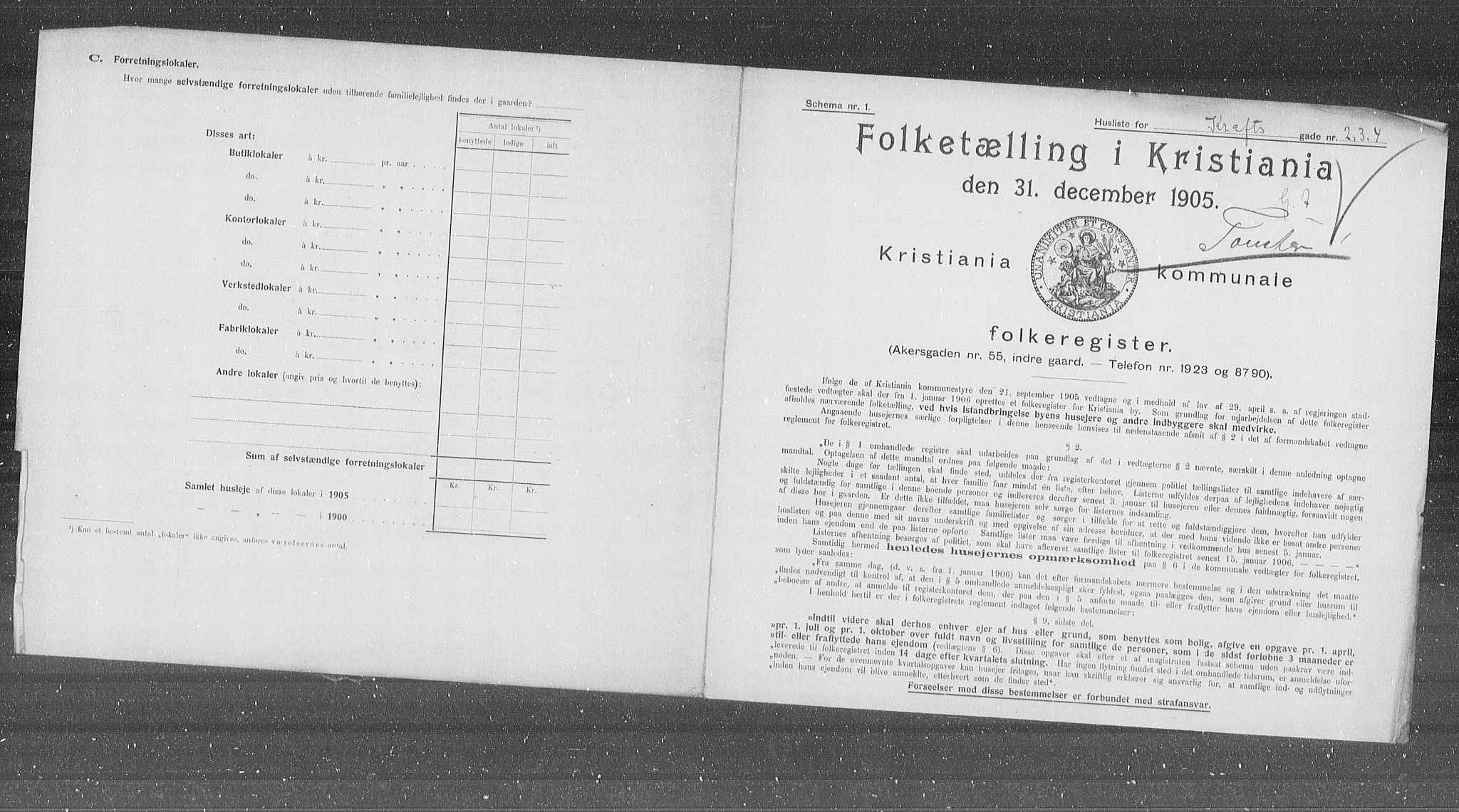 OBA, Municipal Census 1905 for Kristiania, 1905, p. 28456