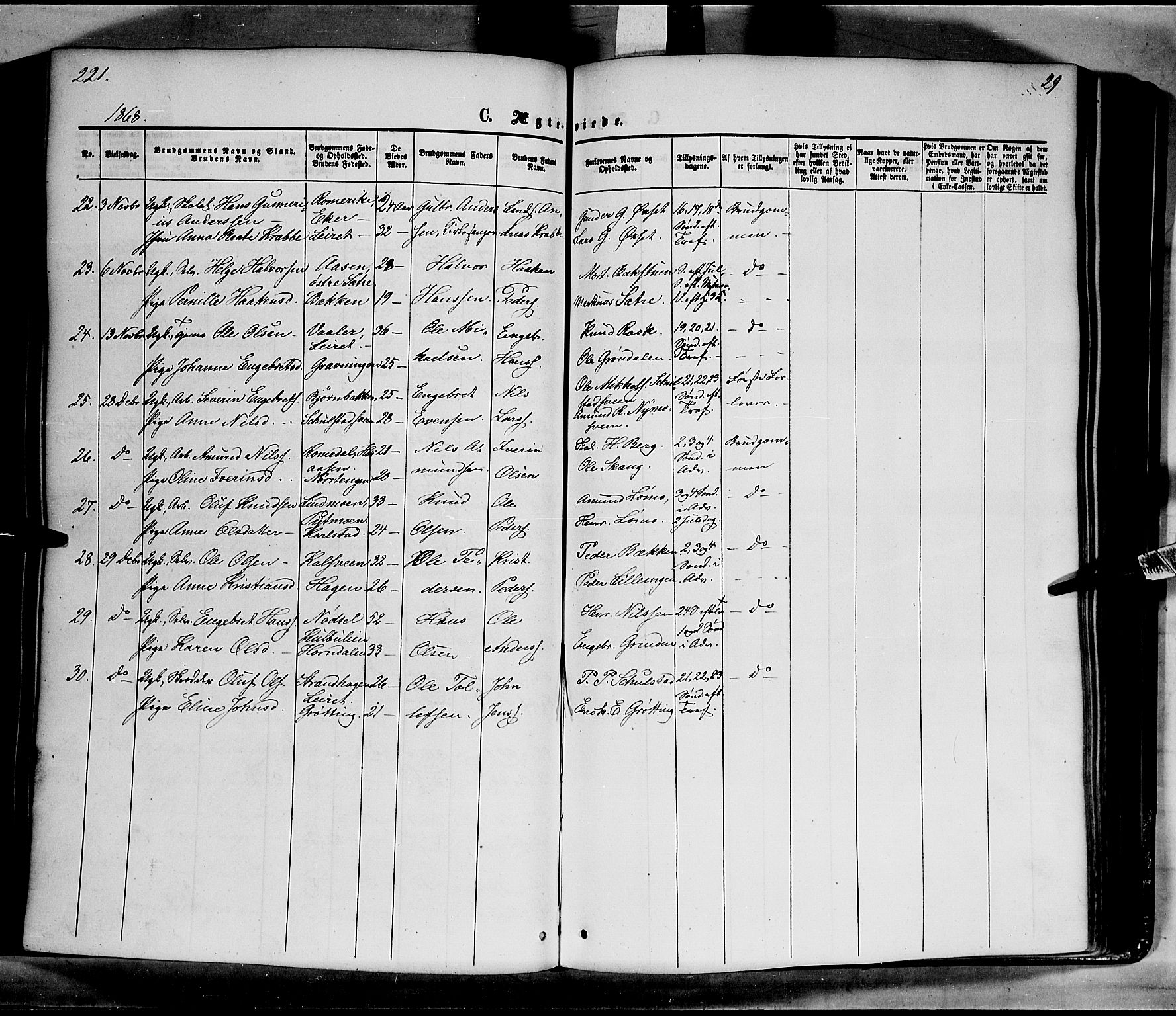 Elverum prestekontor, AV/SAH-PREST-044/H/Ha/Haa/L0010: Parish register (official) no. 10, 1857-1868, p. 221