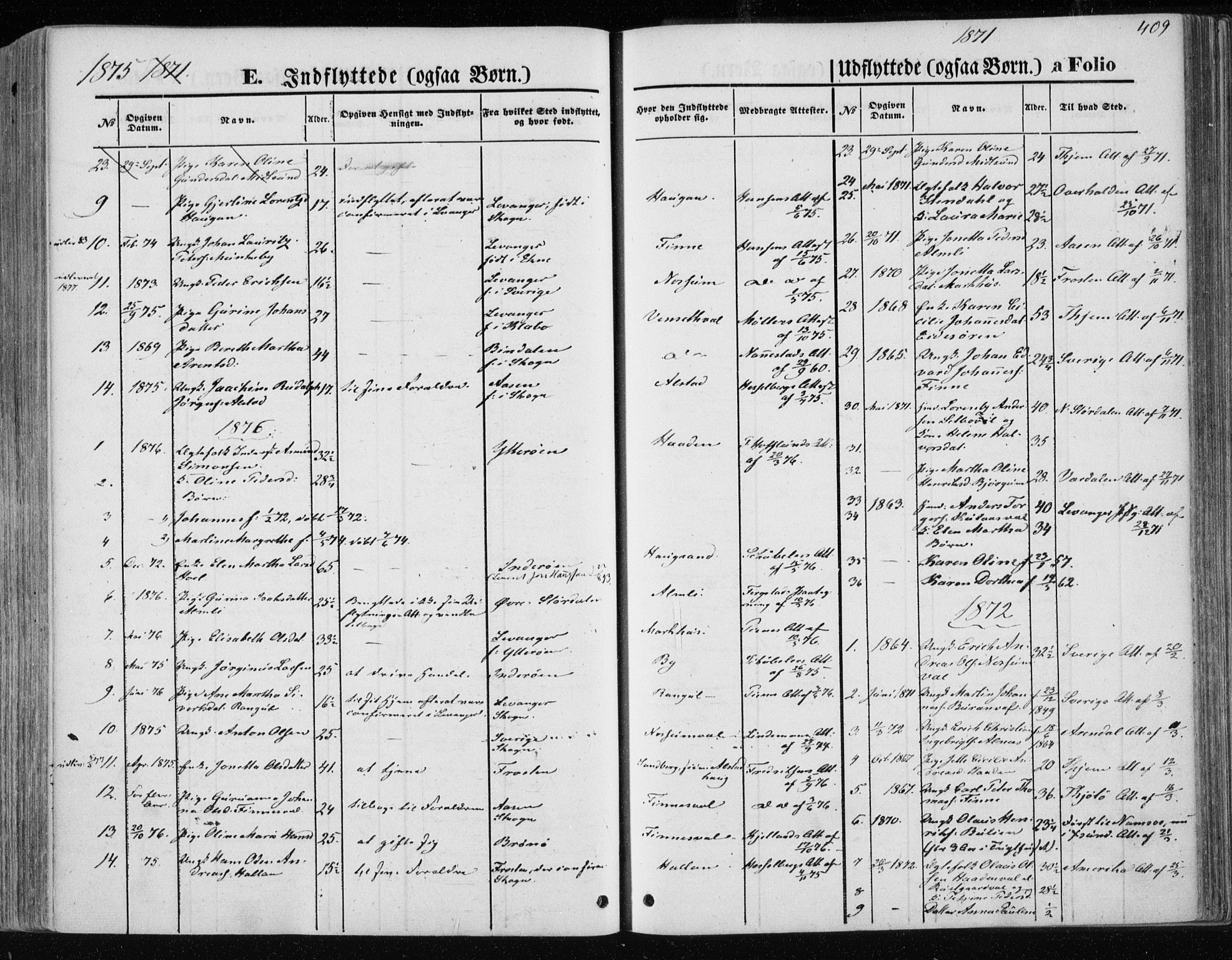 Ministerialprotokoller, klokkerbøker og fødselsregistre - Nord-Trøndelag, SAT/A-1458/717/L0157: Parish register (official) no. 717A08 /1, 1863-1877, p. 409