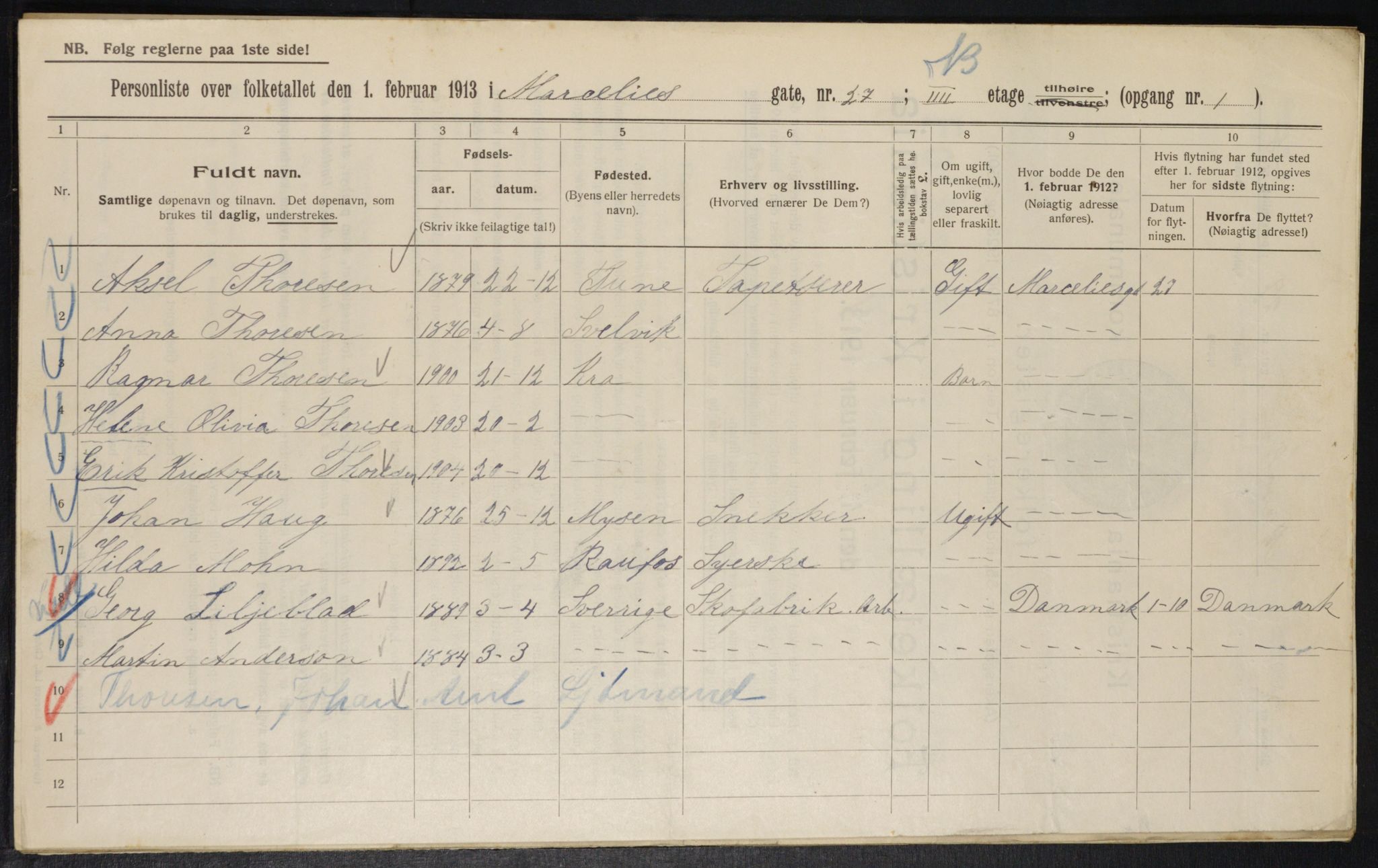 OBA, Municipal Census 1914 for Kristiania, 1914, p. 64510