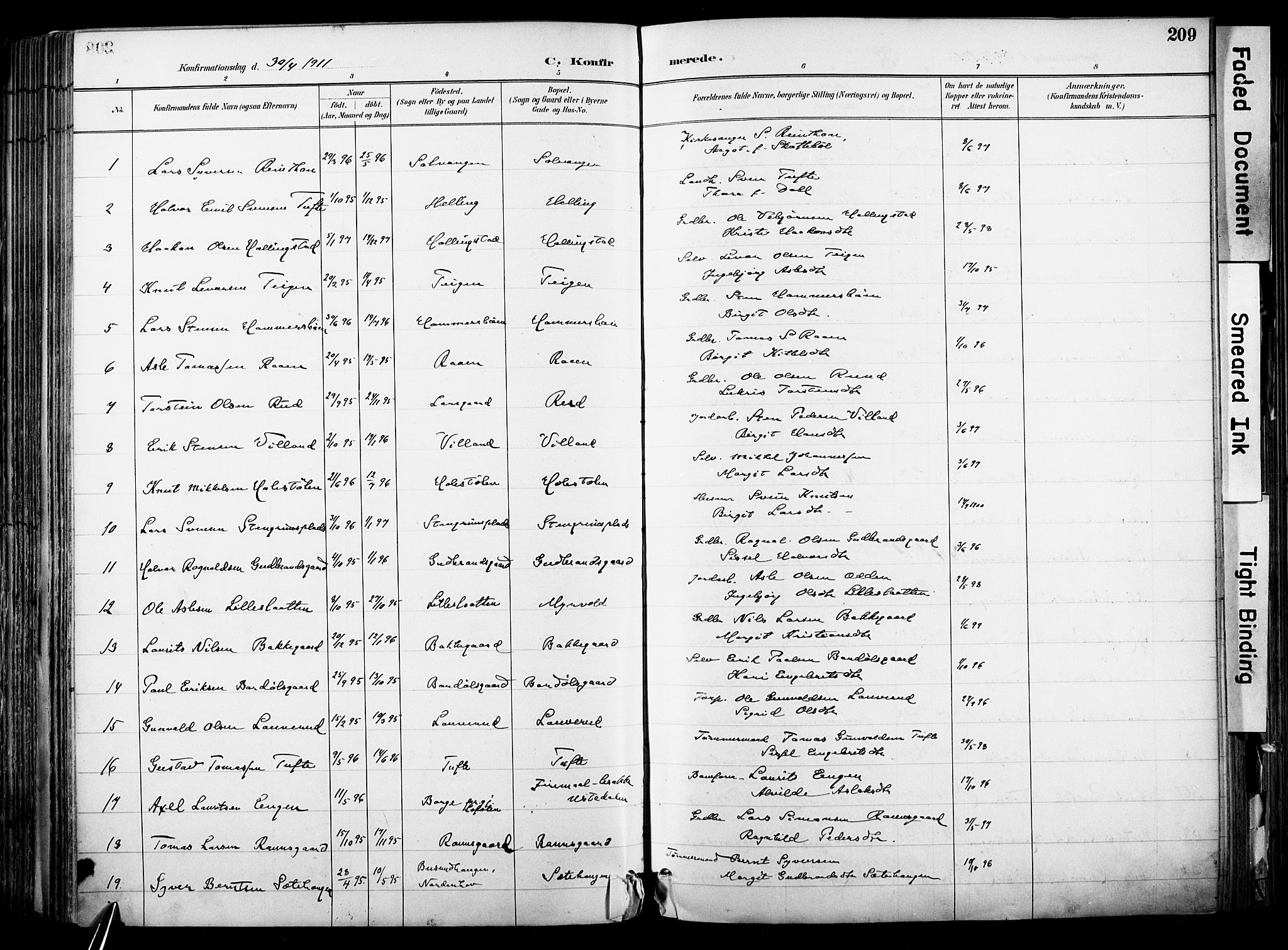 Hol kirkebøker, AV/SAKO-A-227/F/Fa/L0003: Parish register (official) no. I 3, 1887-1918, p. 209