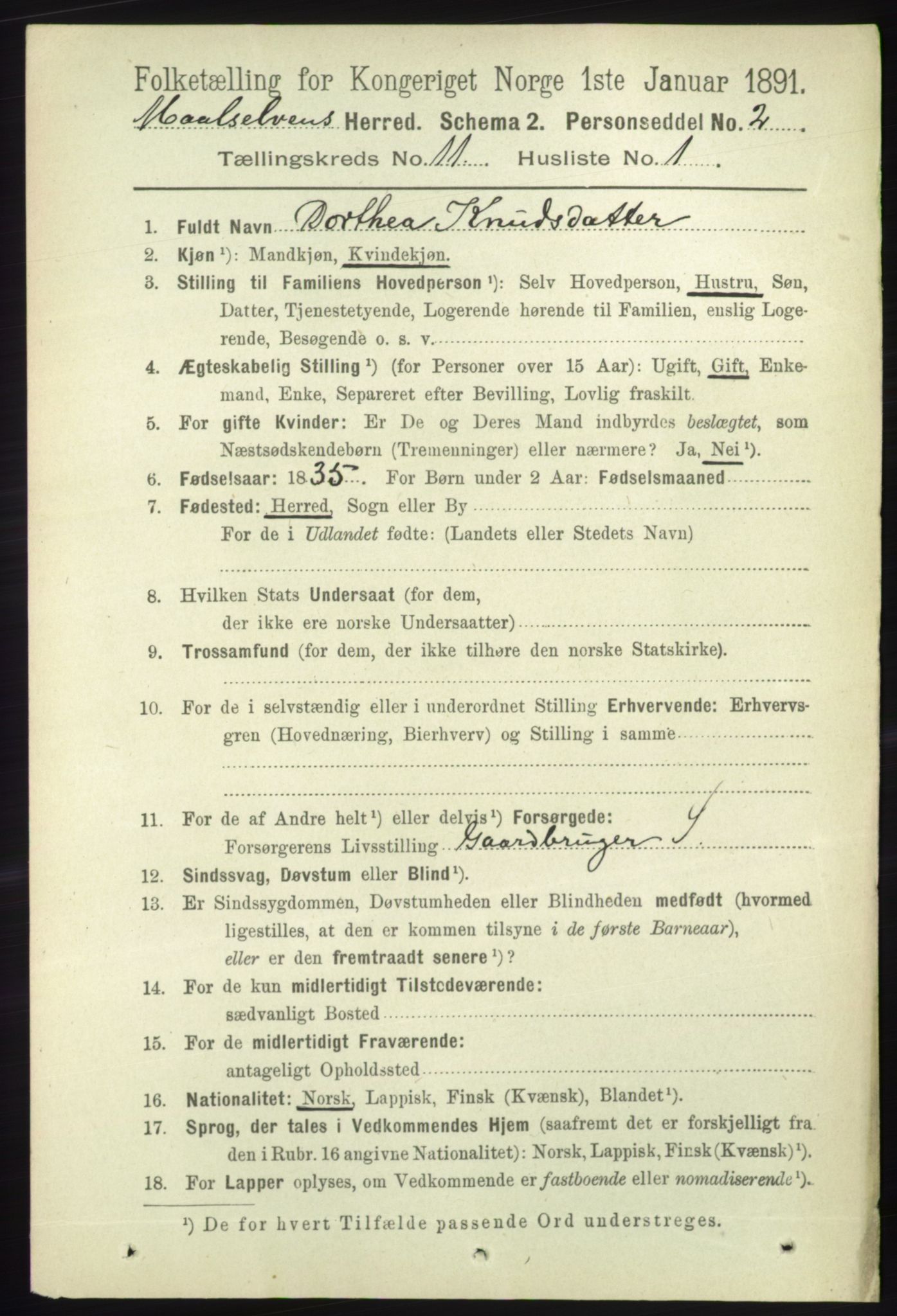 RA, 1891 census for 1924 Målselv, 1891, p. 3266