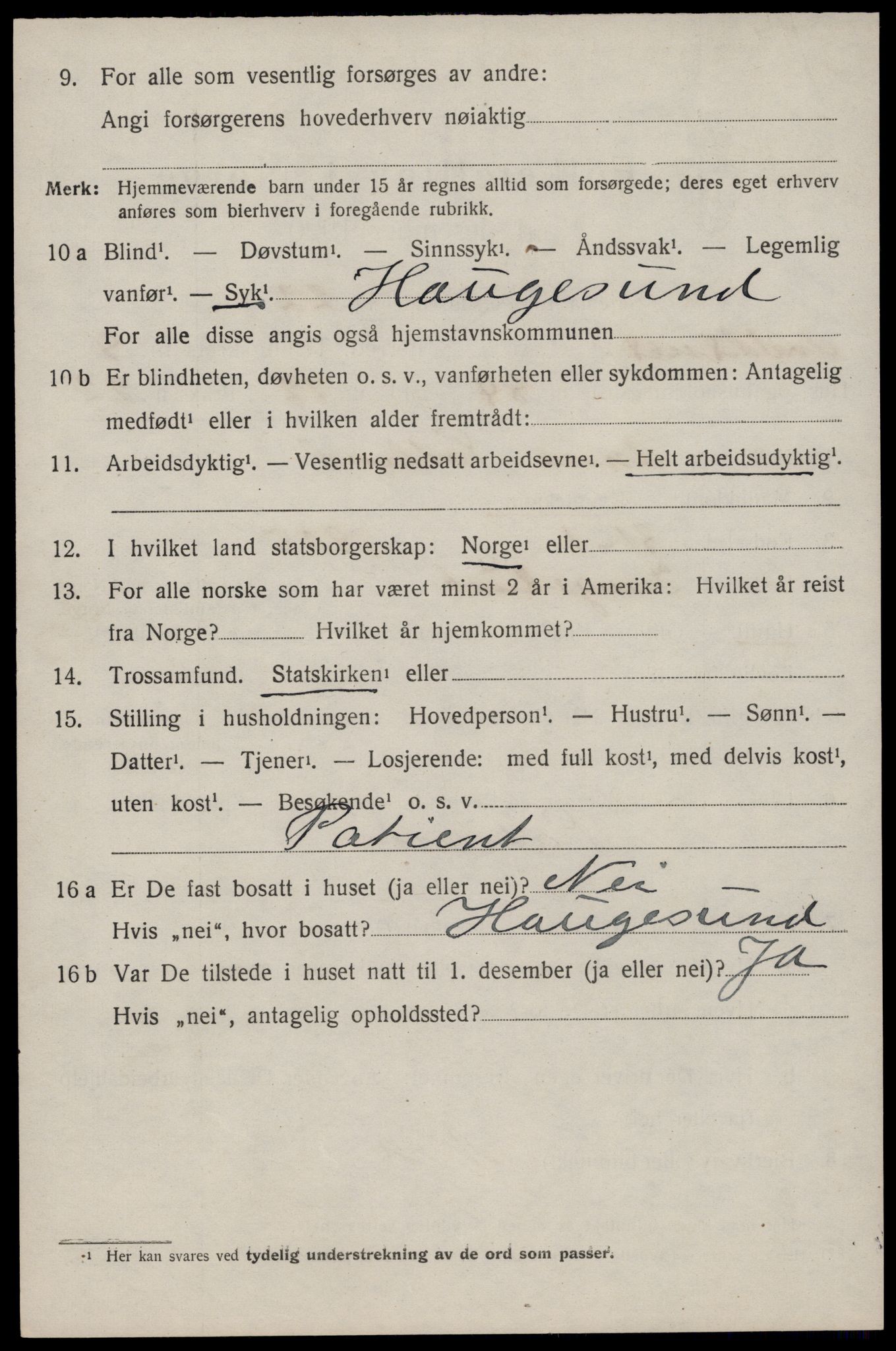 SAST, 1920 census for Avaldsnes, 1920, p. 7106