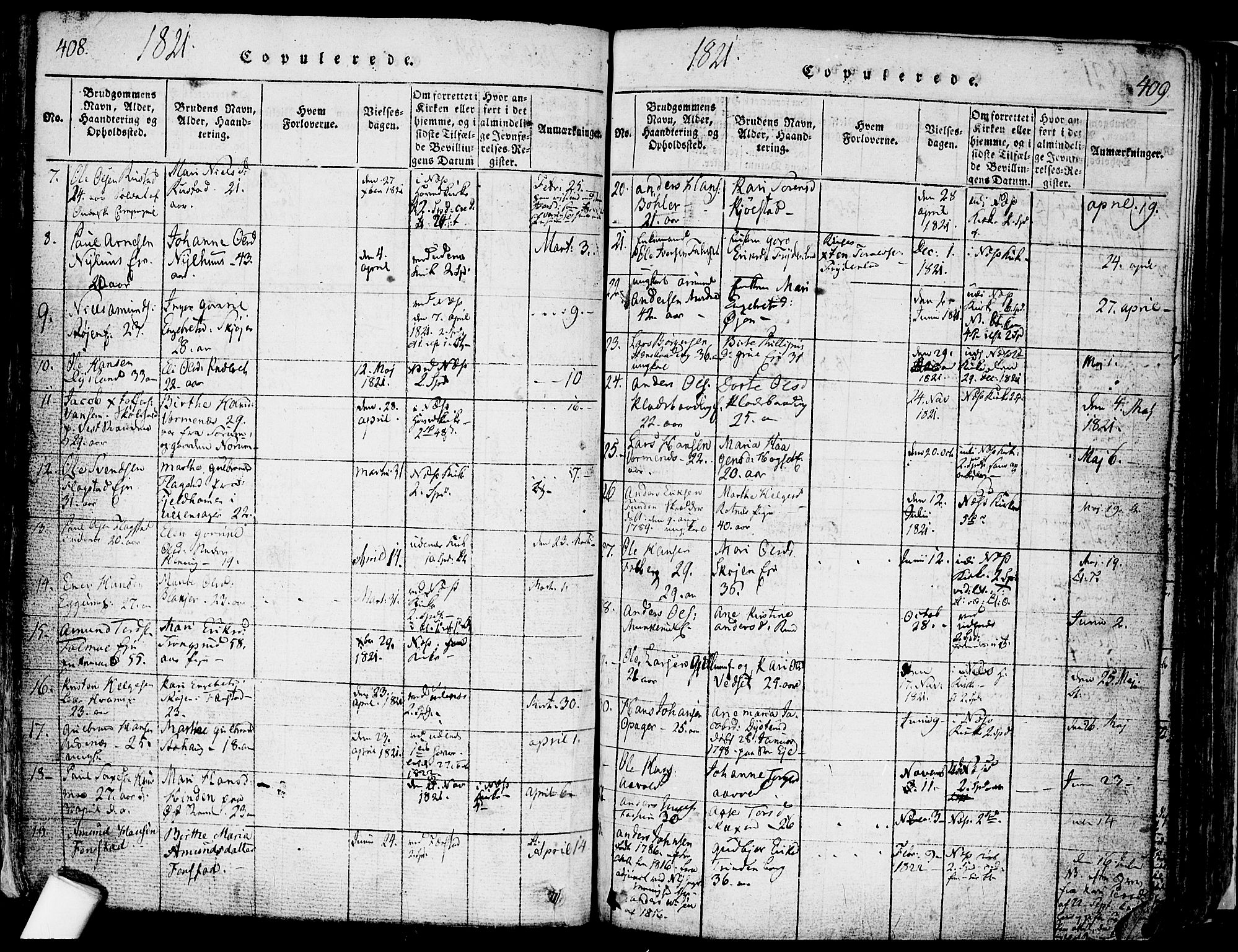 Nes prestekontor Kirkebøker, SAO/A-10410/F/Fa/L0005: Parish register (official) no. I 5, 1815-1835, p. 408-409