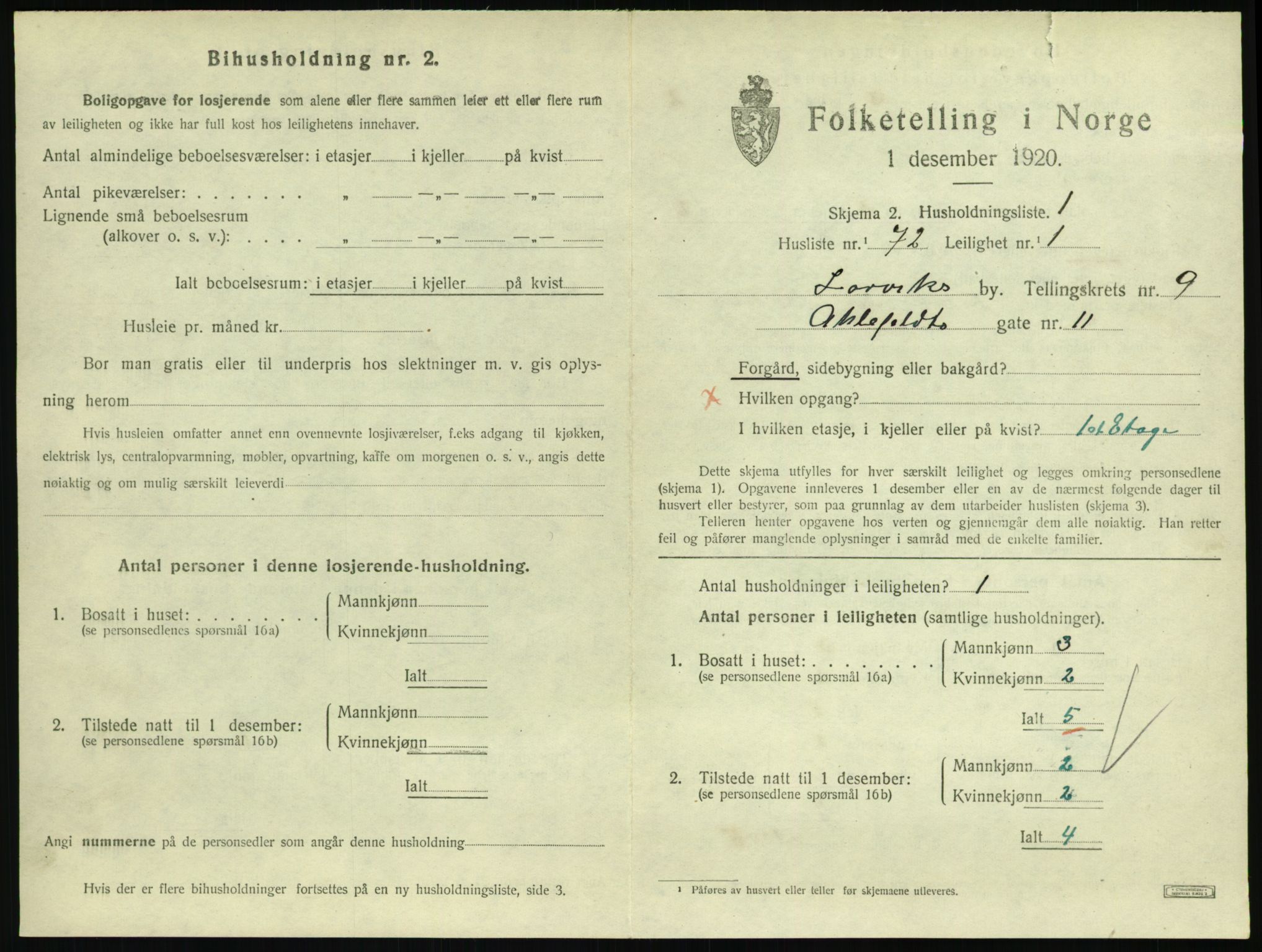 SAKO, 1920 census for Larvik, 1920, p. 7282