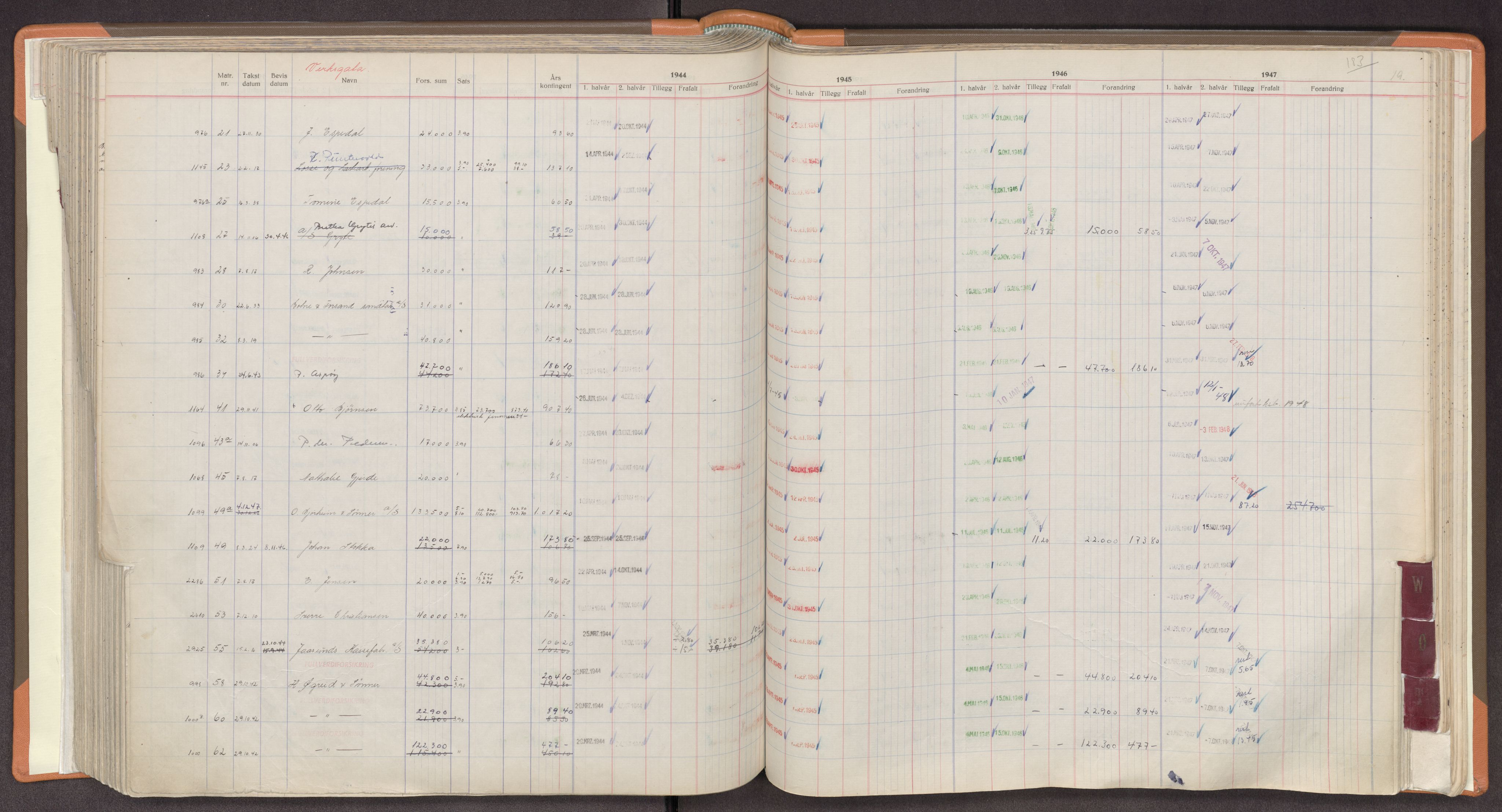 Norges Brannkasse Stavanger, SAST/A-102143/F/Fc/L0009: Brannkontingentprotokoll M-Ø, 1944-1947, p. 183