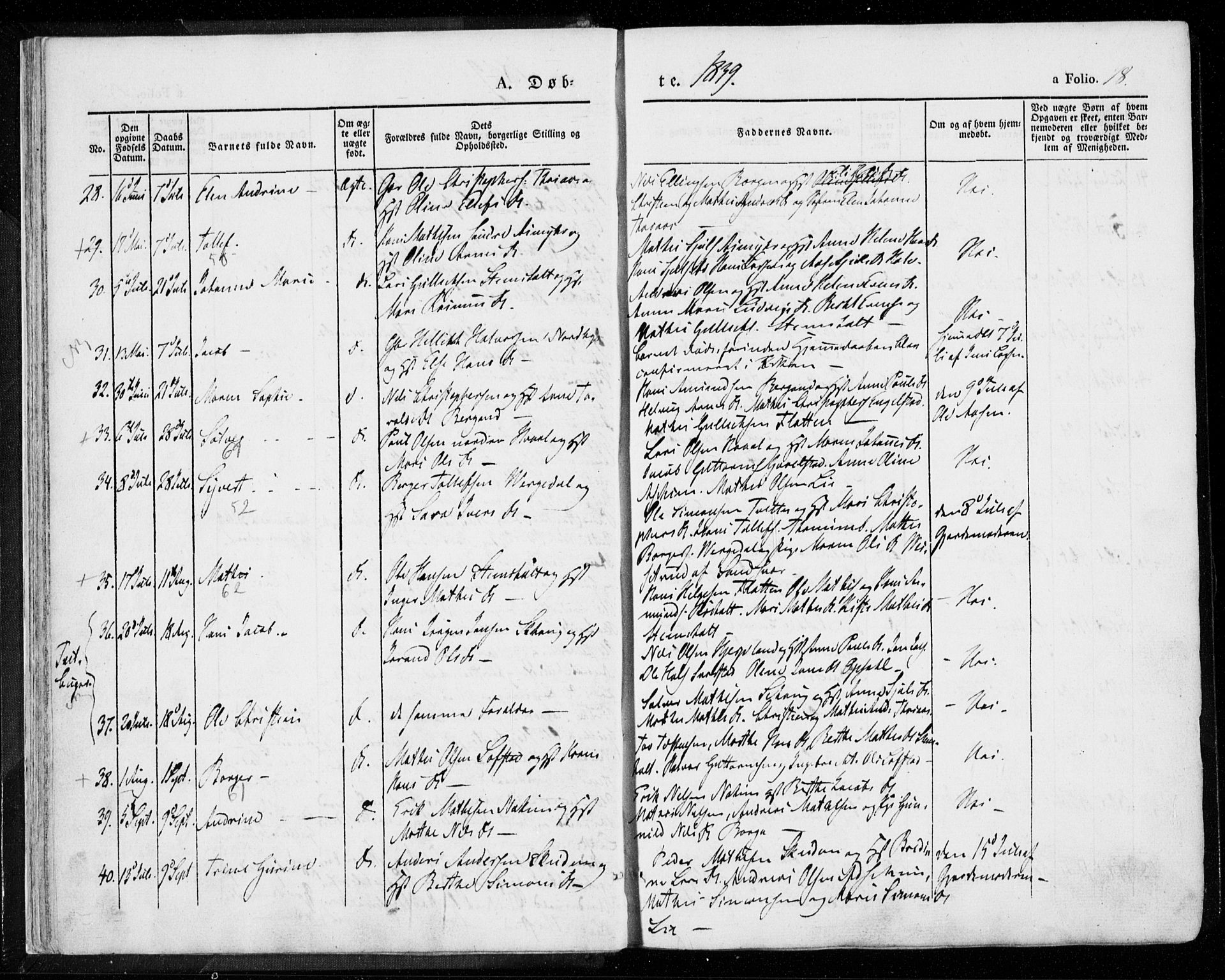 Lardal kirkebøker, SAKO/A-350/F/Fa/L0006: Parish register (official) no. I 6, 1835-1860, p. 18