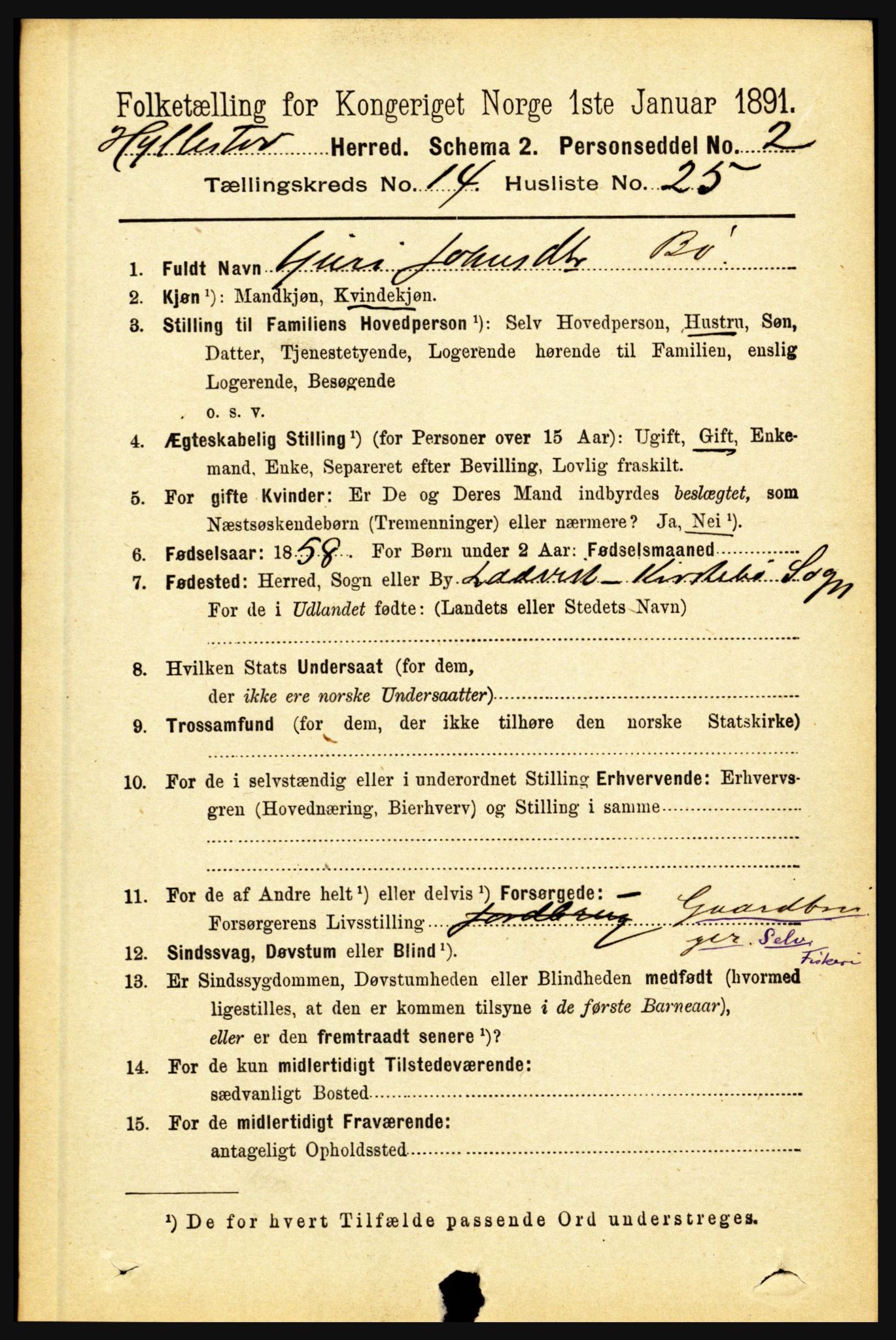 RA, 1891 census for 1413 Hyllestad, 1891, p. 2668