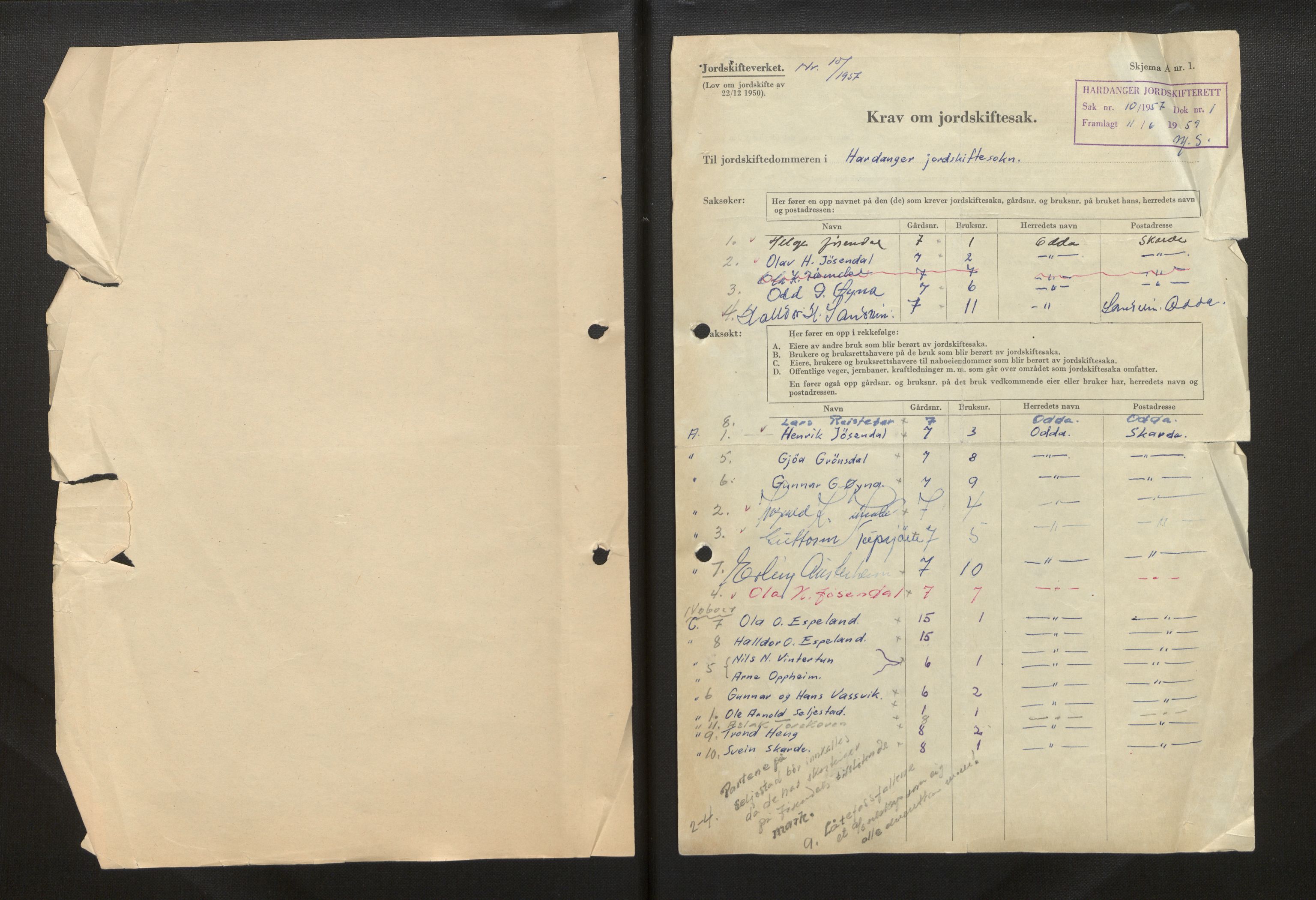 Hordaland jordskiftedøme - IV Hardanger jordskiftedistrikt, AV/SAB-A-7101/B/Bf/L0005: Odda gnr. 37, 1957-1970, p. 3