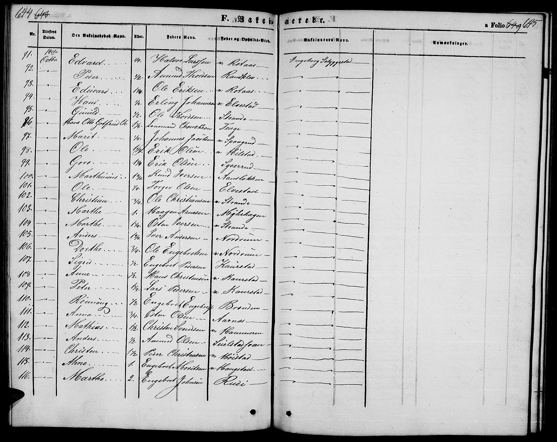 Ringebu prestekontor, SAH/PREST-082/H/Ha/Hab/L0003: Parish register (copy) no. 3, 1854-1866, p. 644-645