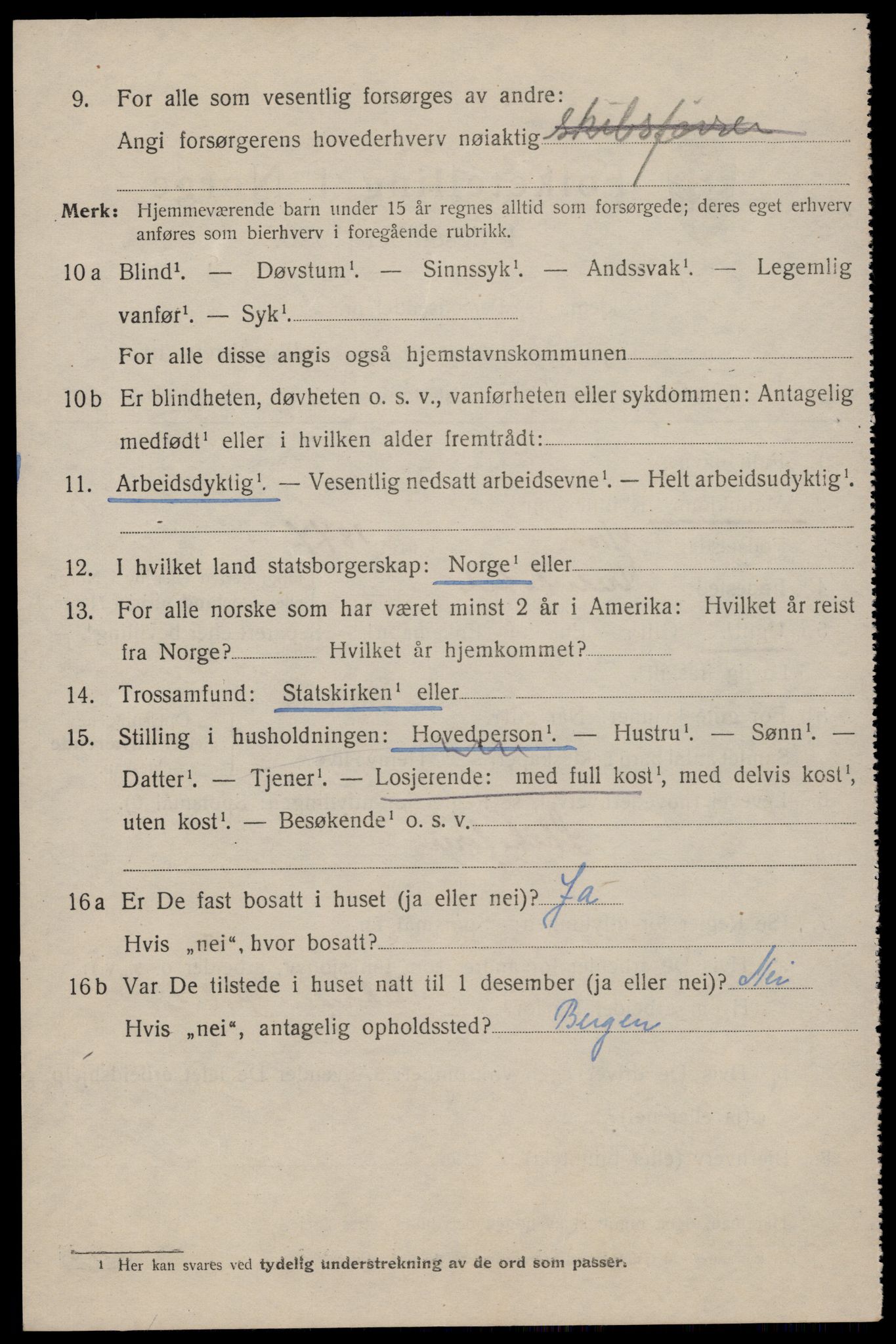 SAST, 1920 census for Egersund town, 1920, p. 3633
