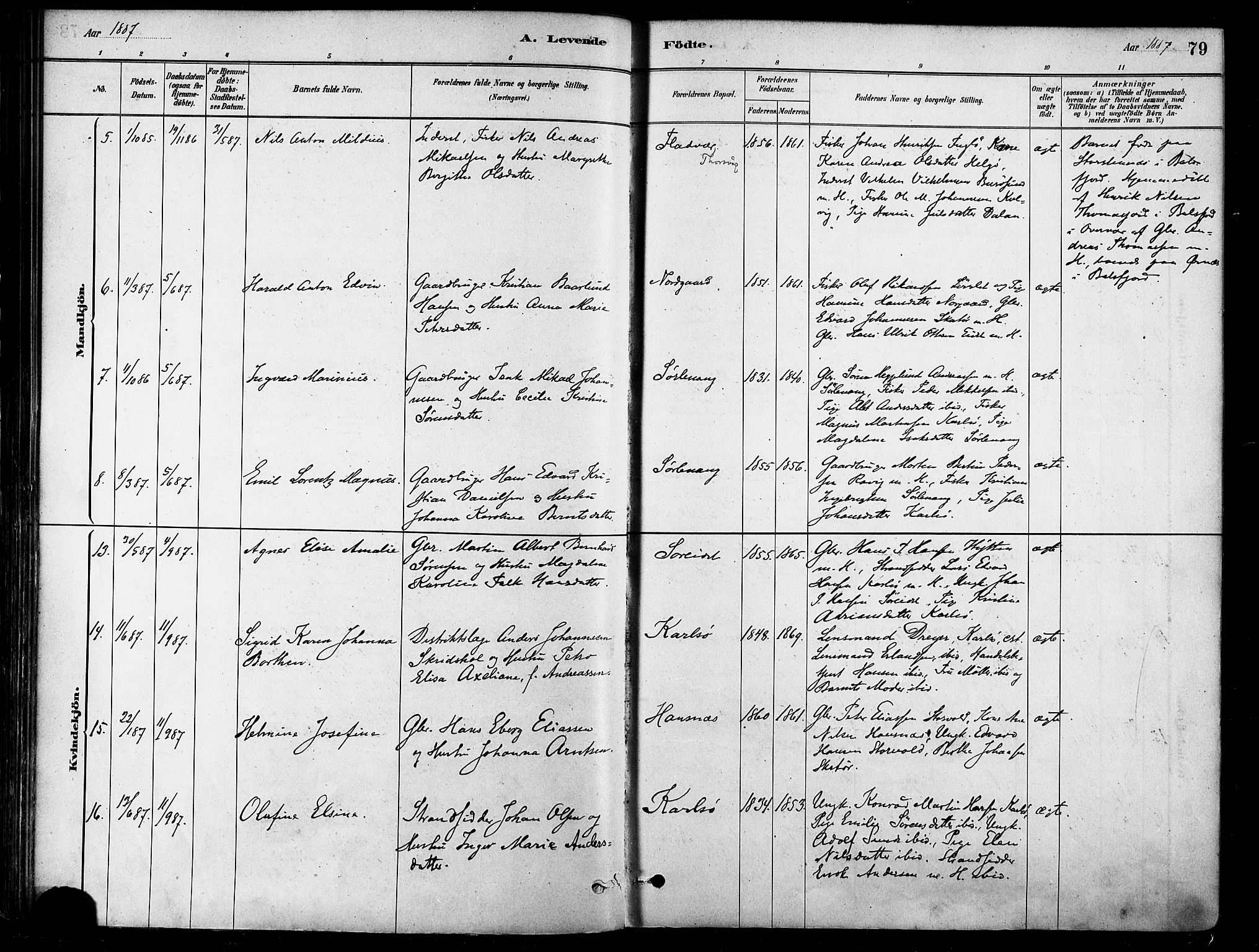 Karlsøy sokneprestembete, SATØ/S-1299/H/Ha/Haa/L0006kirke: Parish register (official) no. 6, 1879-1890, p. 79