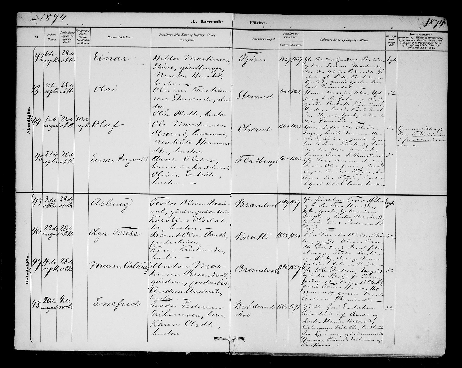 Brandval prestekontor, SAH/PREST-034/H/Ha/Haa/L0003: Parish register (official) no. 3, 1894-1909, p. 4