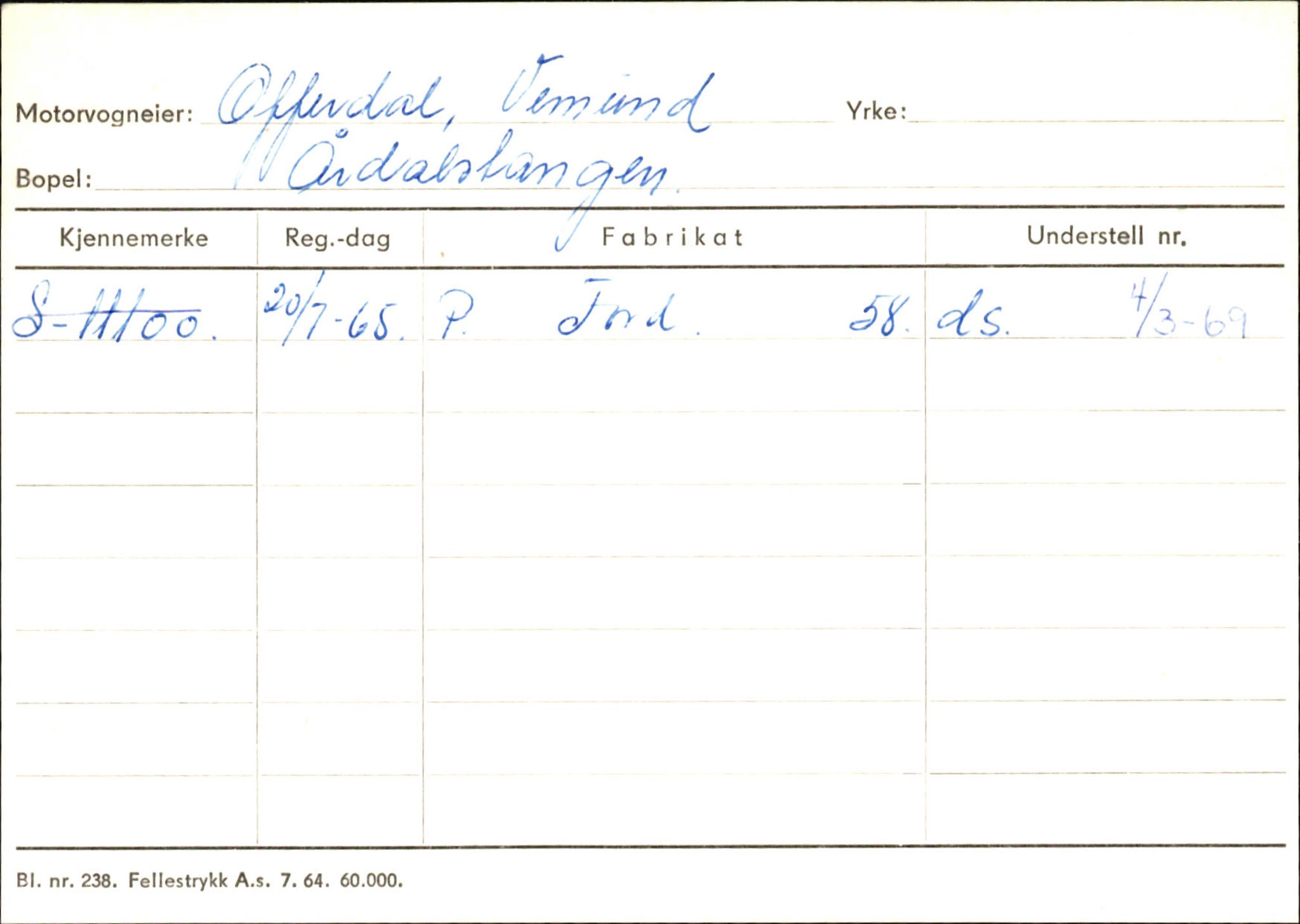 Statens vegvesen, Sogn og Fjordane vegkontor, AV/SAB-A-5301/4/F/L0145: Registerkort Vågsøy S-Å. Årdal I-P, 1945-1975, p. 2255