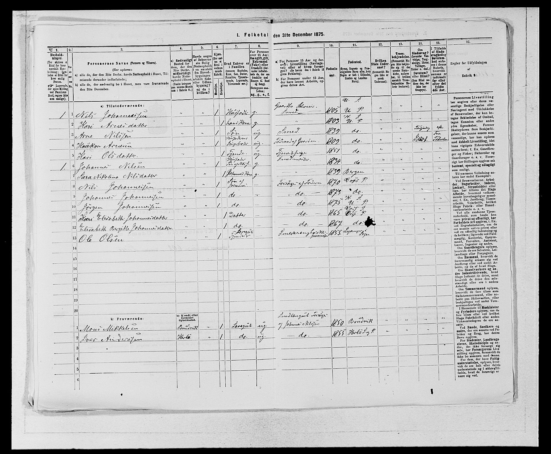 SAB, 1875 census for 1230P Ullensvang, 1875, p. 1583