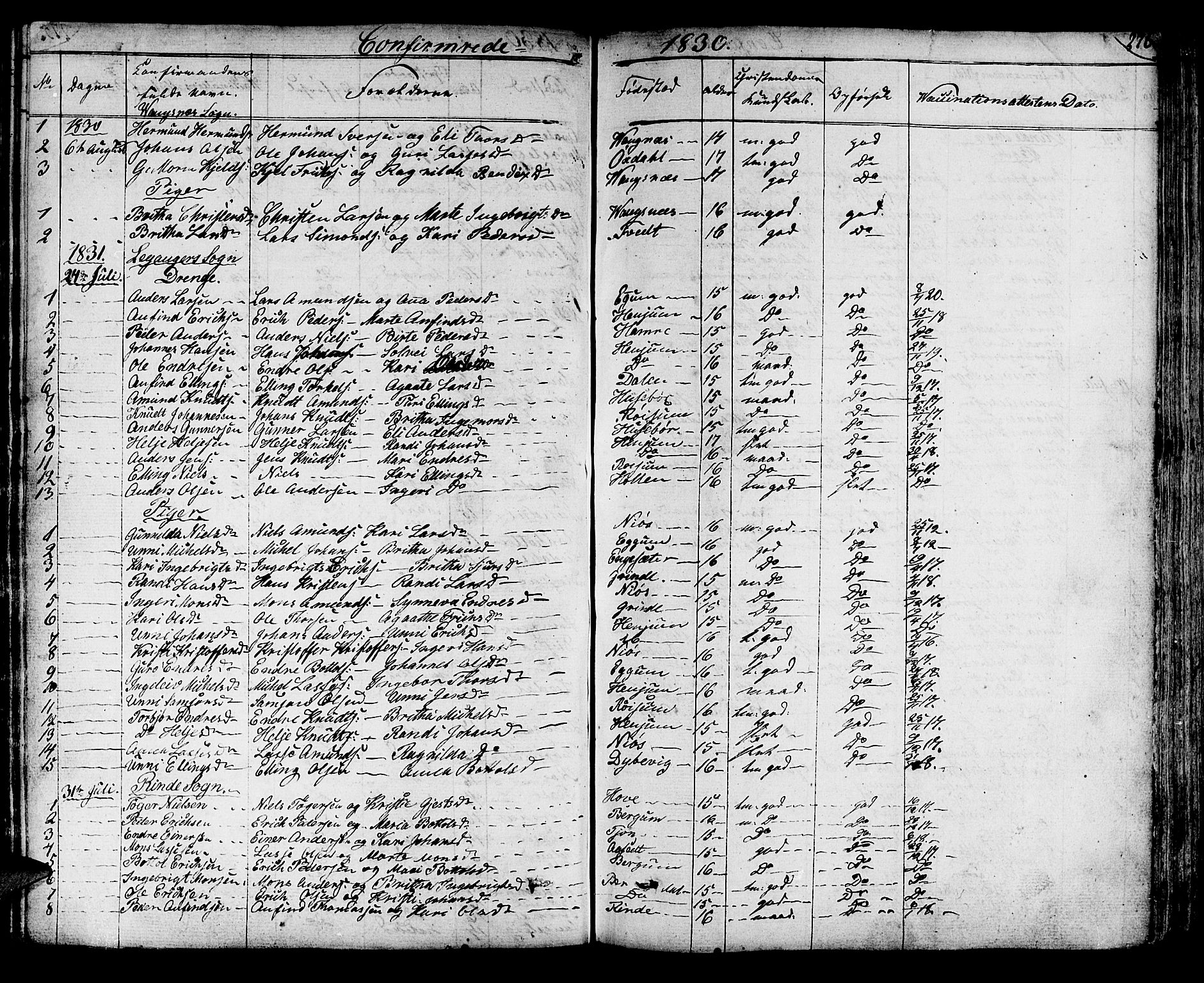 Leikanger sokneprestembete, AV/SAB-A-81001/H/Haa/Haaa/L0006: Parish register (official) no. A 6, 1810-1838, p. 276