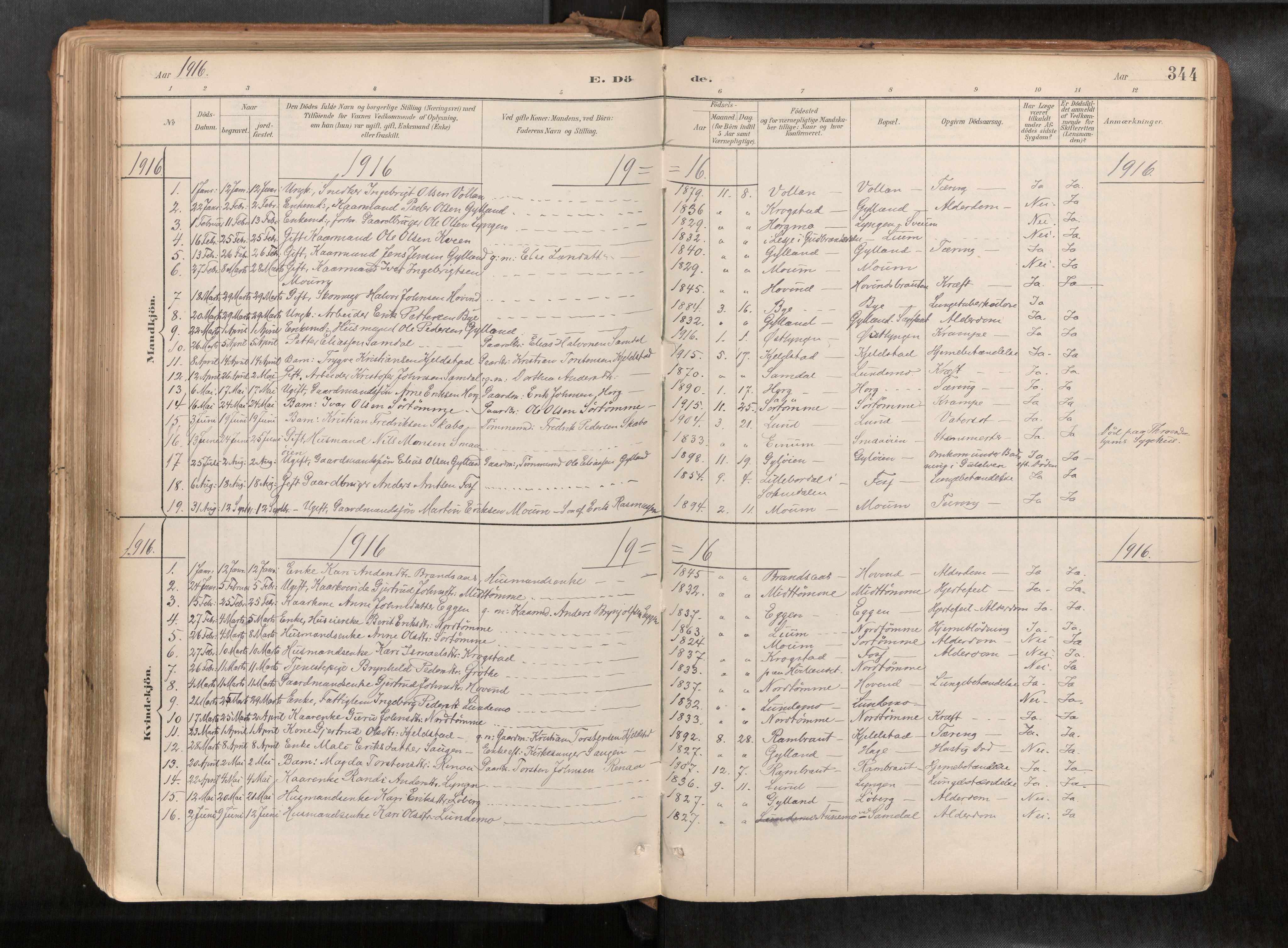 Ministerialprotokoller, klokkerbøker og fødselsregistre - Sør-Trøndelag, SAT/A-1456/692/L1105b: Parish register (official) no. 692A06, 1891-1934, p. 344