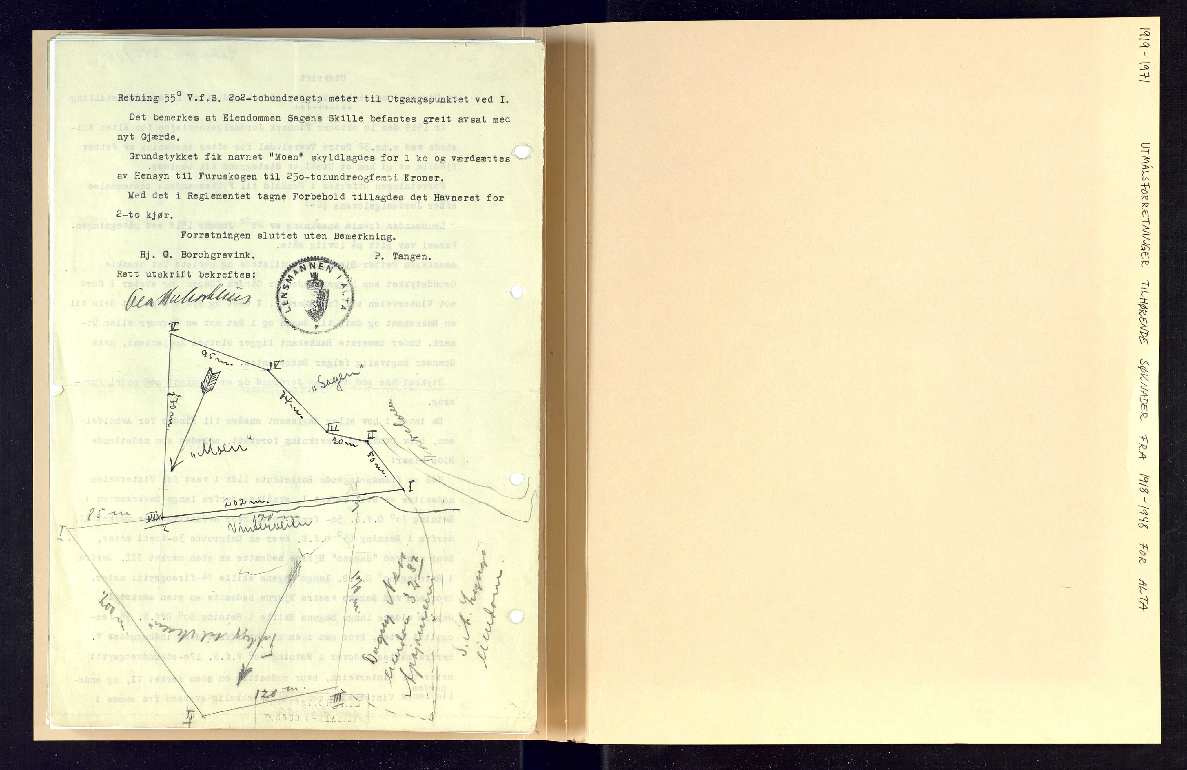 Finnmark jordsalgskommisjon/jordsalgskontor og Statskog SF Finnmark jordsalgskontor, AV/SATØ-S-1443/O/Oa/L0003: Utmålsforretninger i Alta, 1919-1981, p. 160