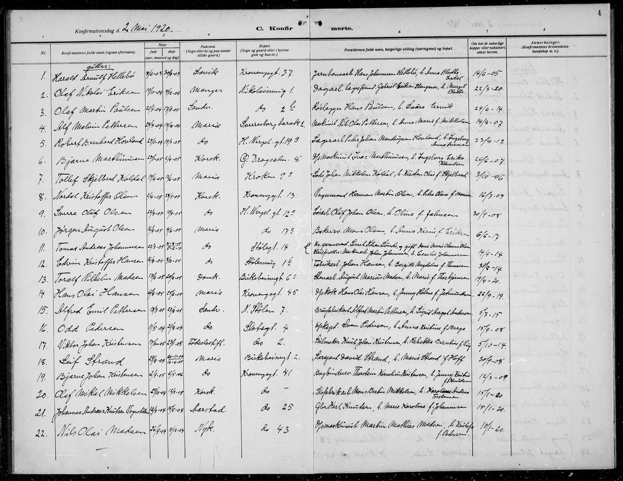 Mariakirken Sokneprestembete, AV/SAB-A-76901/H/Hab/L0010: Parish register (copy) no. A 10, 1920-1937, p. 4