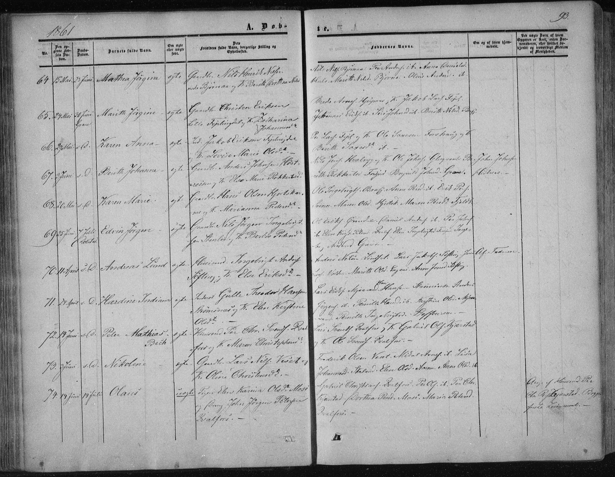 Ministerialprotokoller, klokkerbøker og fødselsregistre - Nordland, SAT/A-1459/820/L0293: Parish register (official) no. 820A14, 1855-1865, p. 93
