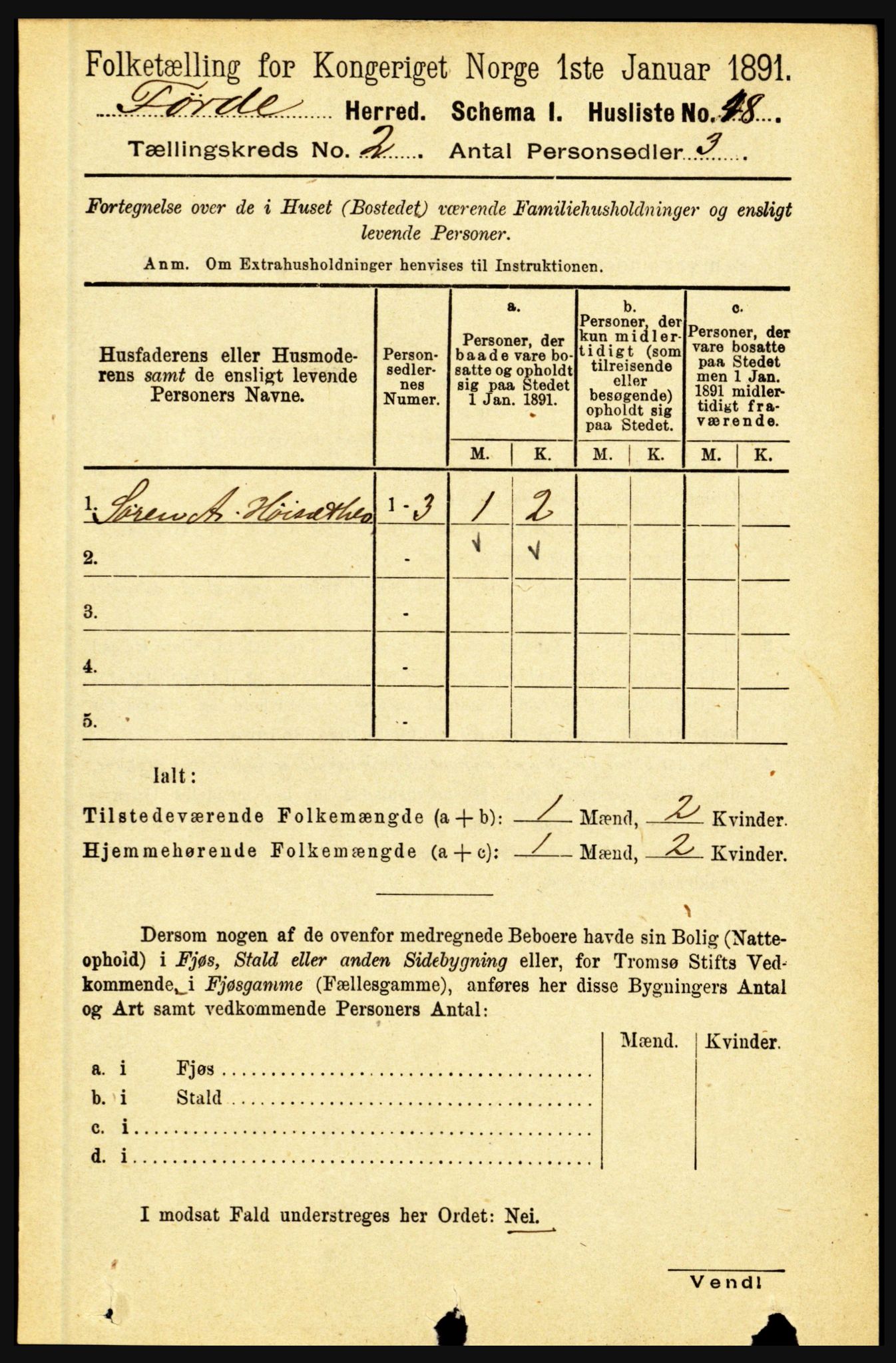 RA, 1891 census for 1432 Førde, 1891, p. 451