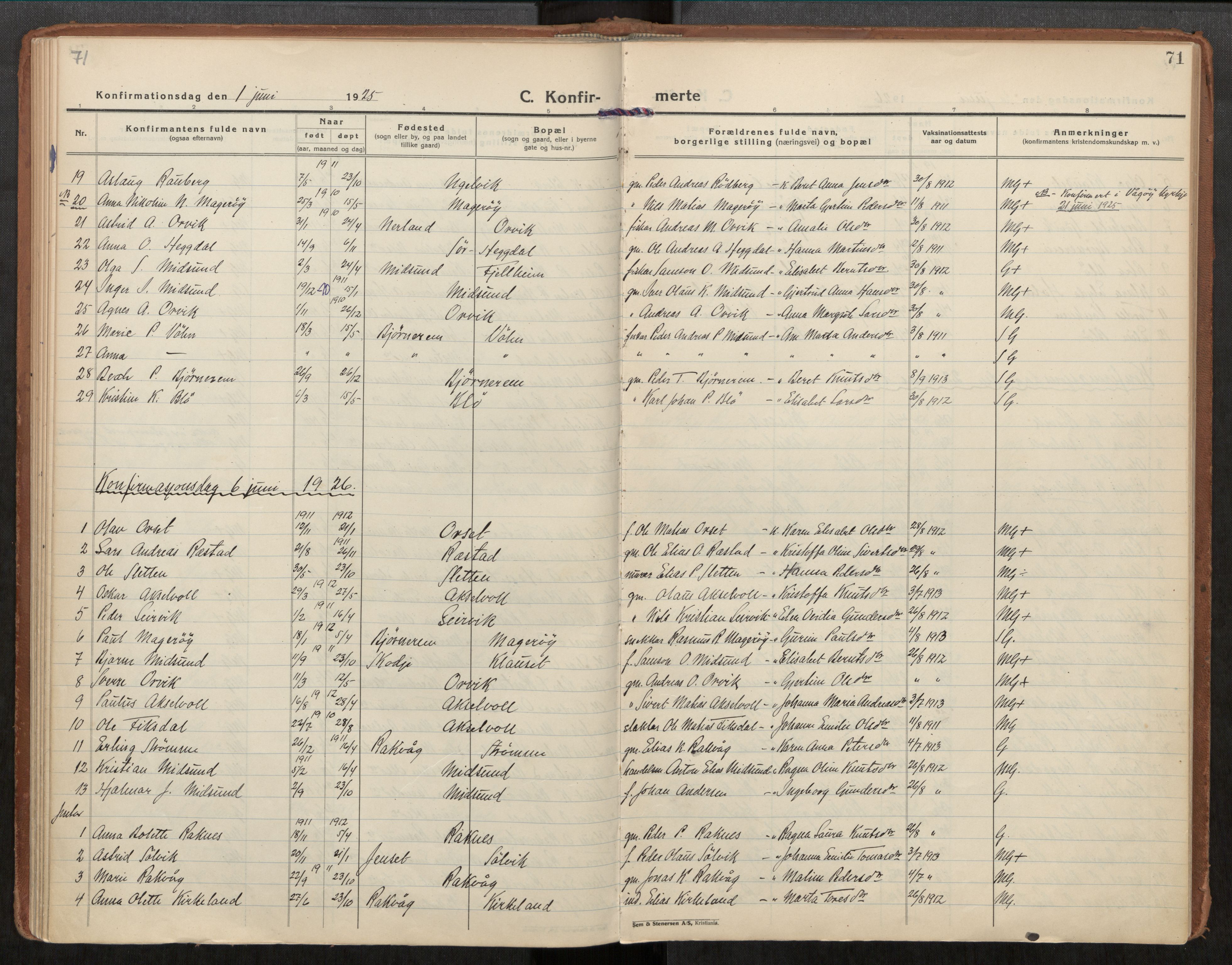 Ministerialprotokoller, klokkerbøker og fødselsregistre - Møre og Romsdal, AV/SAT-A-1454/563/L0741: Parish register (official) no. 563A03, 1924-1945, p. 71