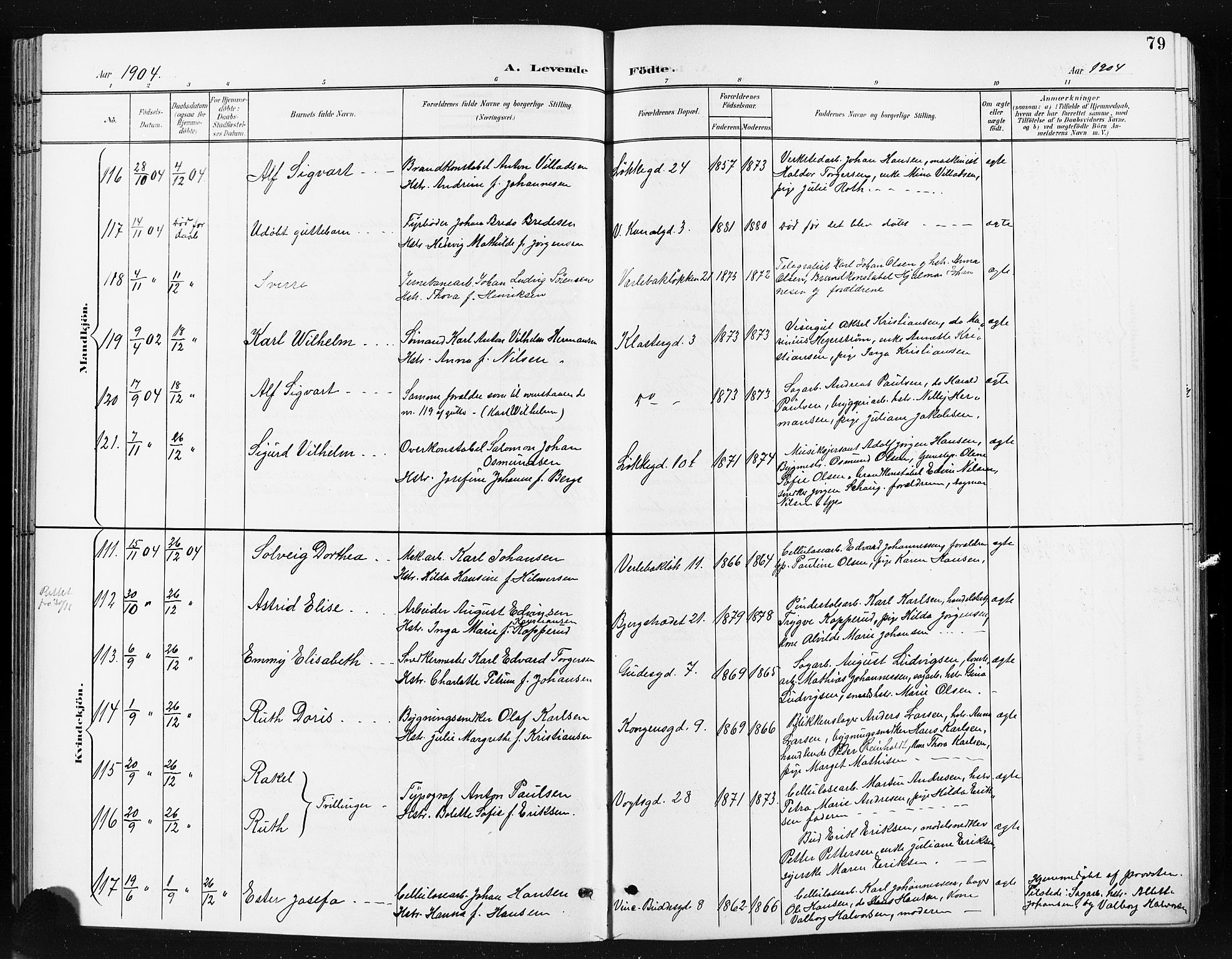 Moss prestekontor Kirkebøker, AV/SAO-A-2003/G/Ga/L0007: Parish register (copy) no. I 7, 1901-1912, p. 79