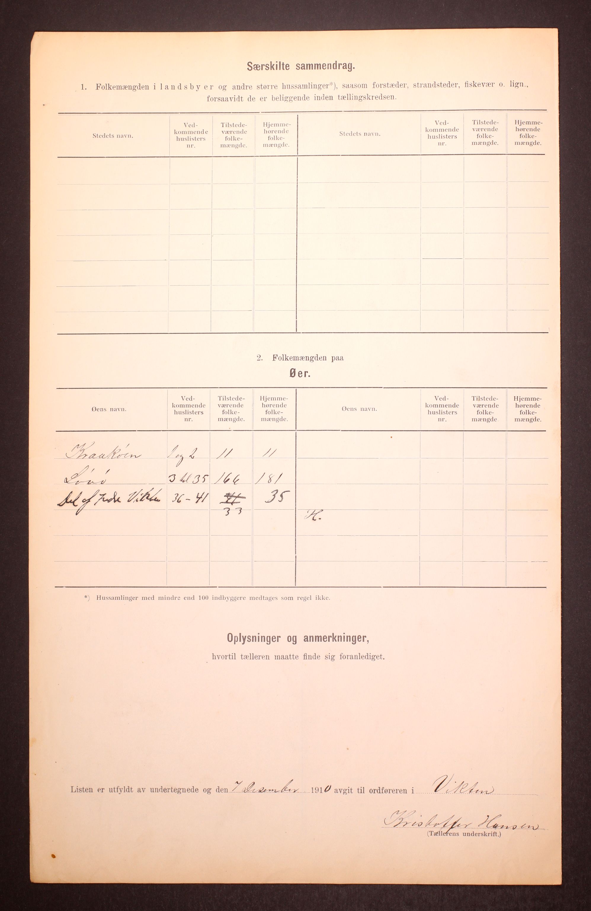 RA, 1910 census for Vikna, 1910, p. 6