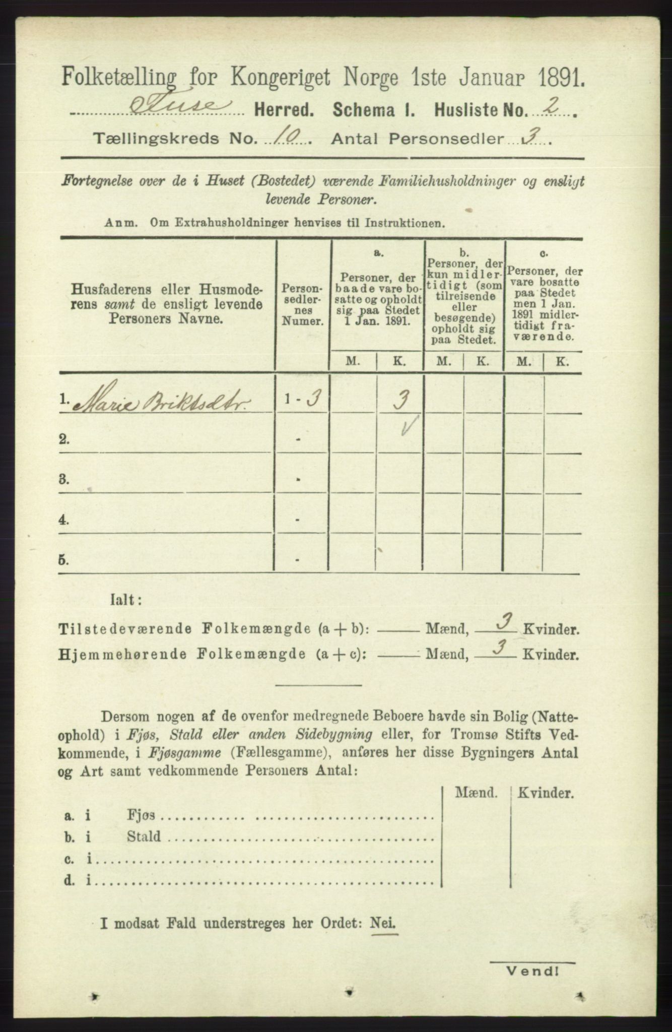 RA, 1891 census for 1241 Fusa, 1891, p. 1888