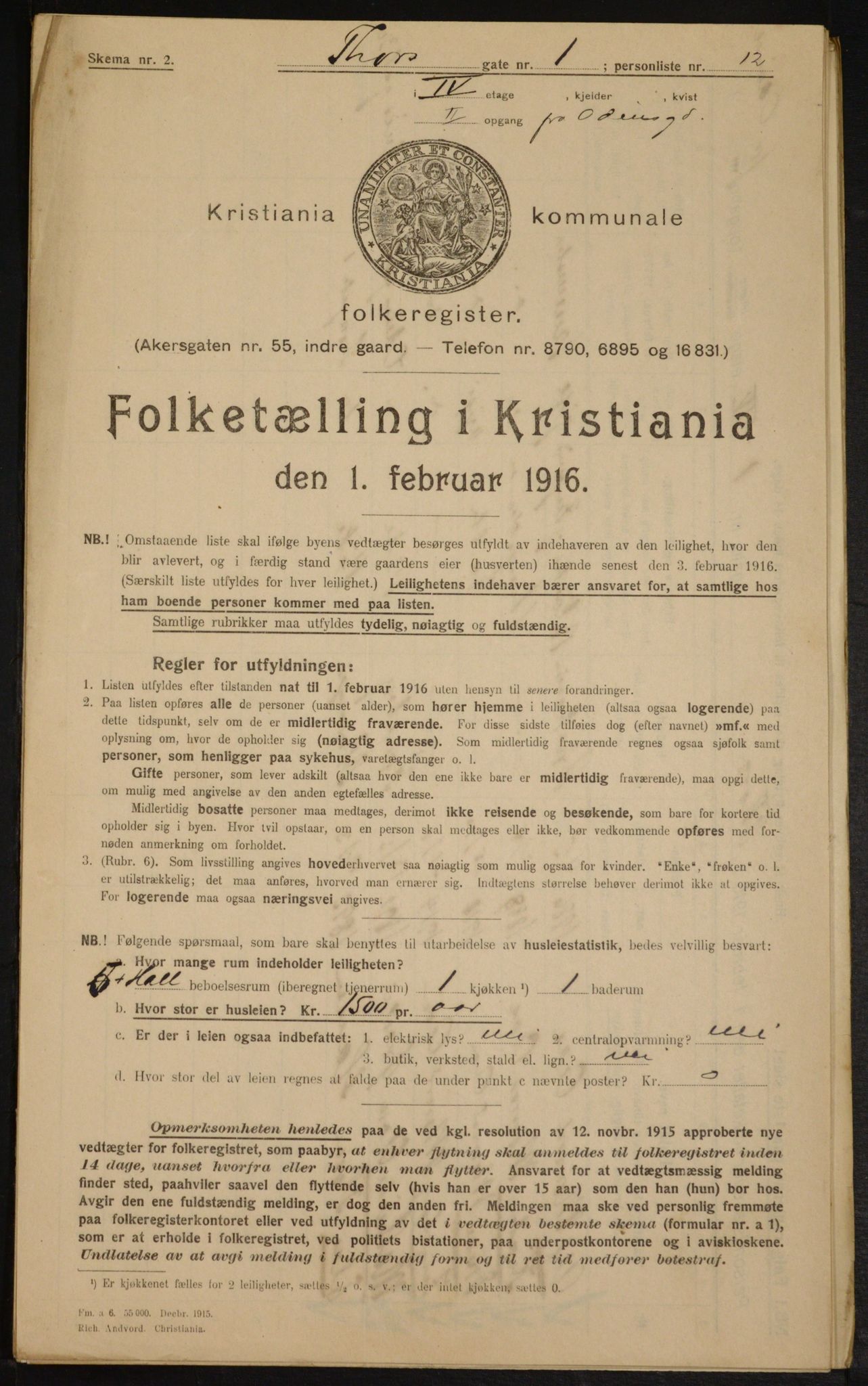 OBA, Municipal Census 1916 for Kristiania, 1916, p. 117510