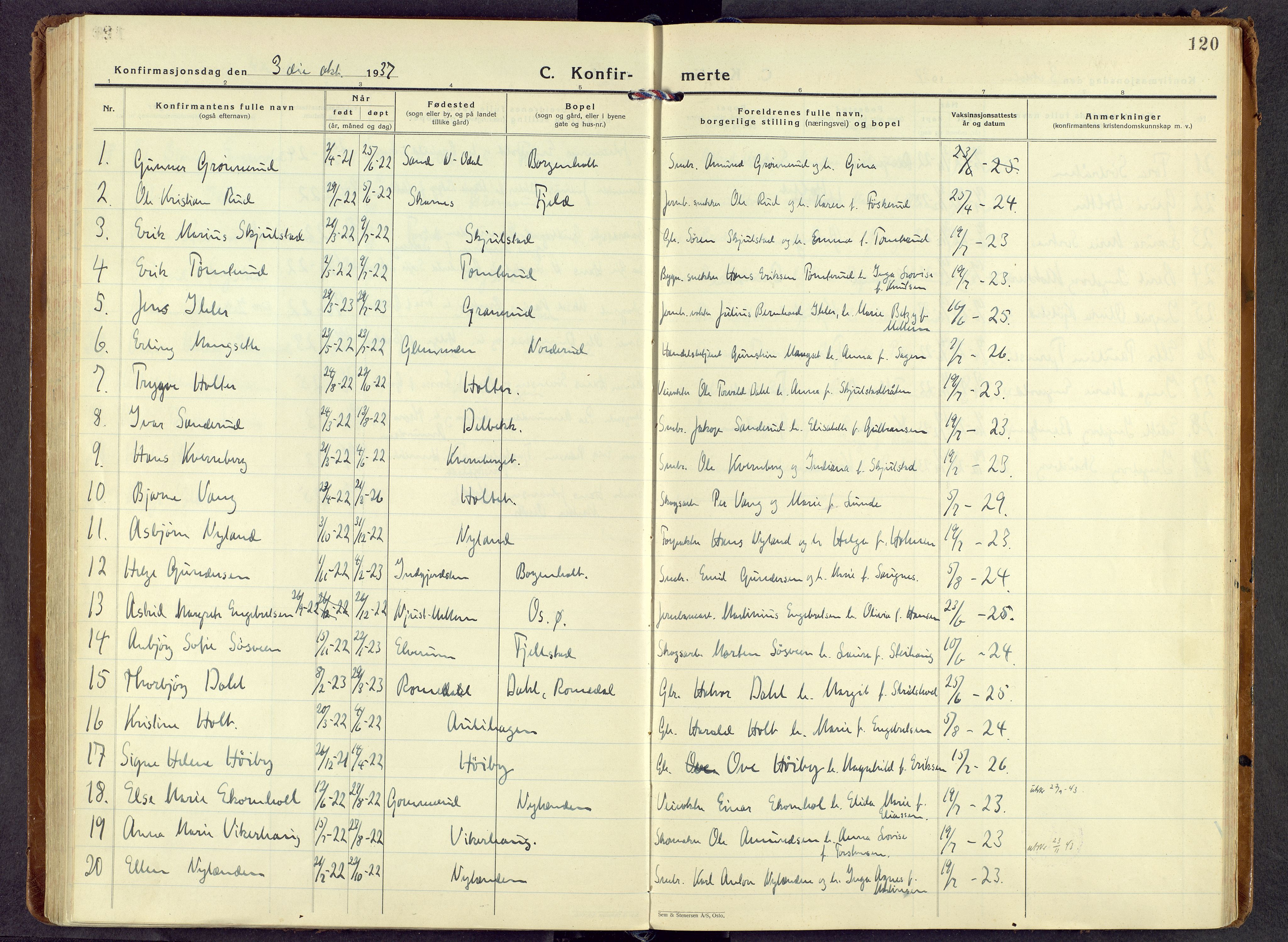 Sør-Odal prestekontor, AV/SAH-PREST-030/H/Ha/Haa/L0017: Parish register (official) no. 17, 1927-1980, p. 120