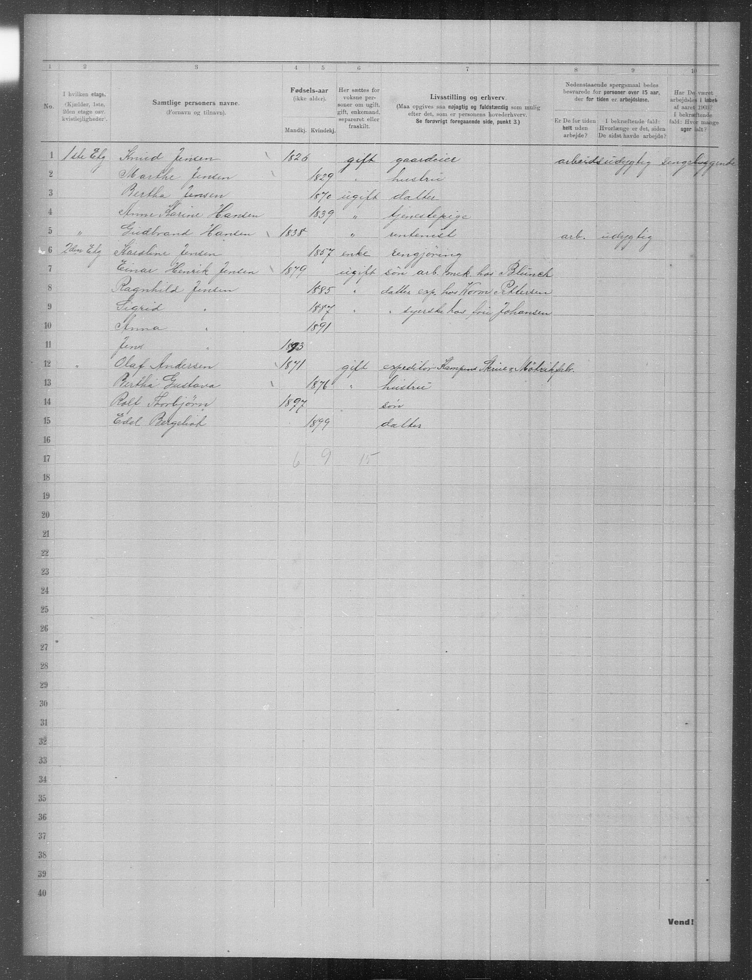 OBA, Municipal Census 1903 for Kristiania, 1903, p. 6217