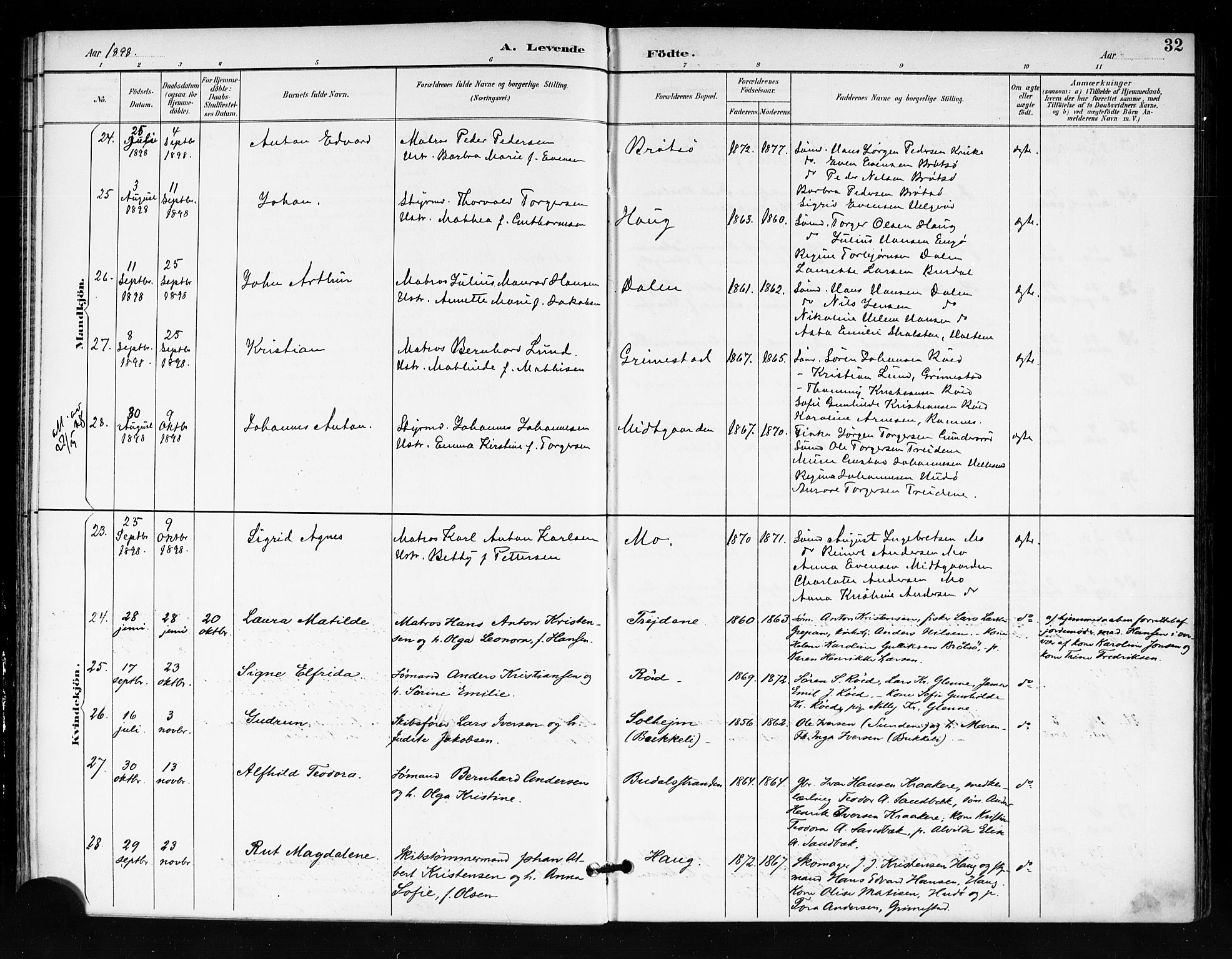 Tjøme kirkebøker, SAKO/A-328/F/Fa/L0003: Parish register (official) no. 3, 1891-1900, p. 32