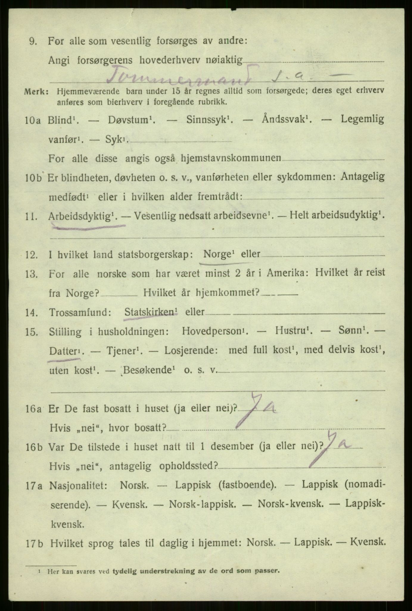 SATØ, 1920 census for Berg, 1920, p. 2429