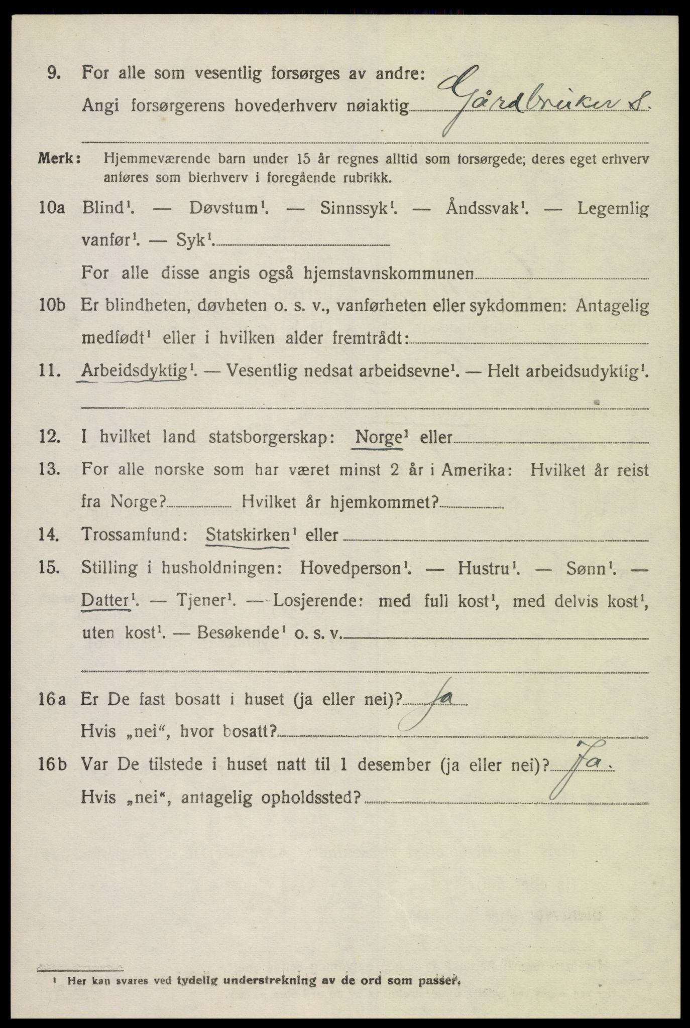 SAK, 1920 census for Grindheim, 1920, p. 1888