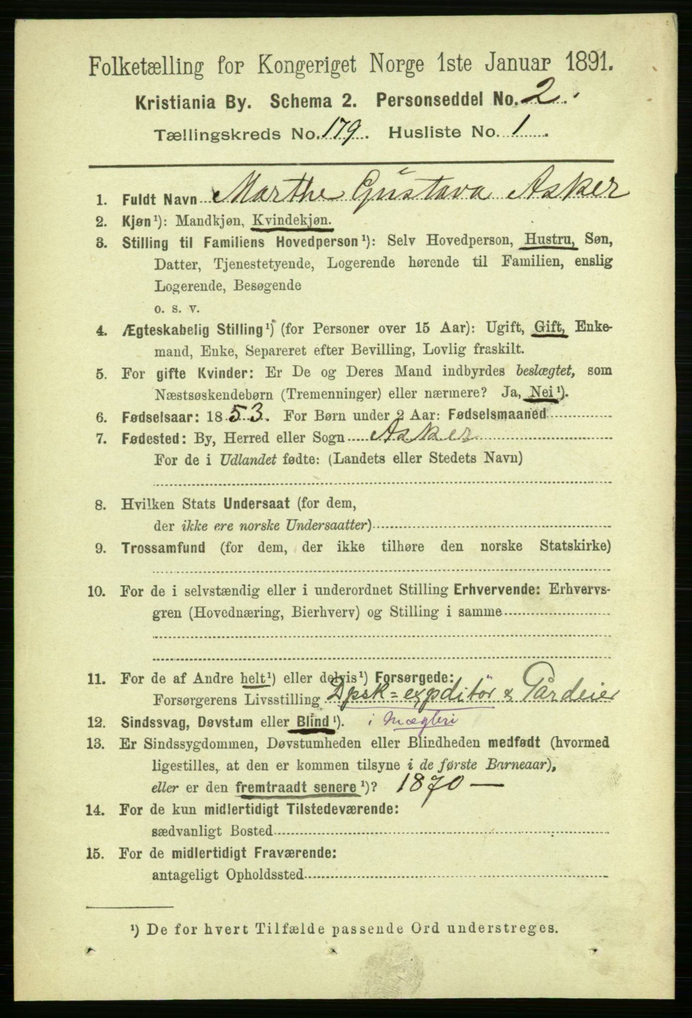 RA, 1891 census for 0301 Kristiania, 1891, p. 107936