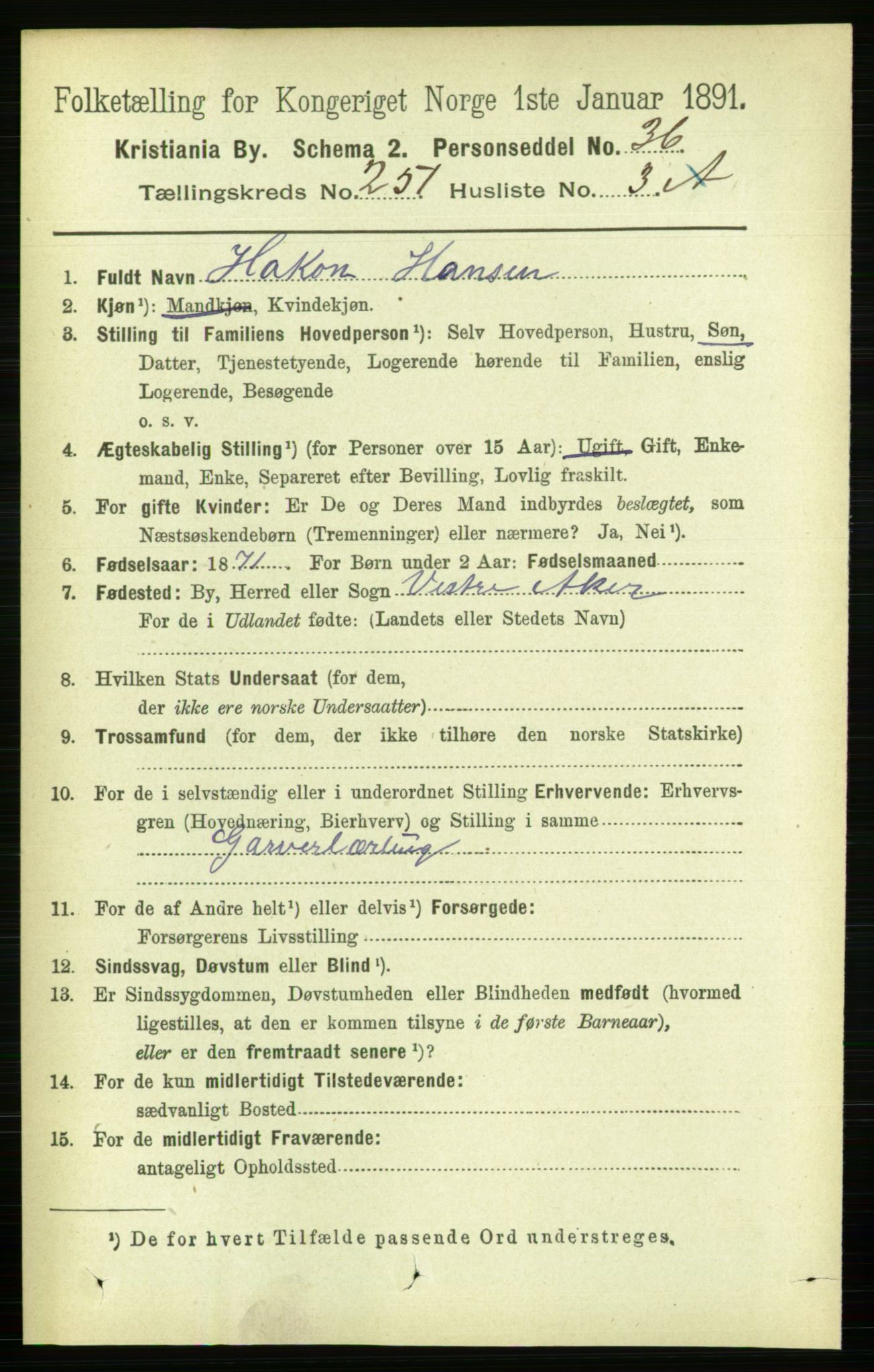 RA, 1891 census for 0301 Kristiania, 1891, p. 153100