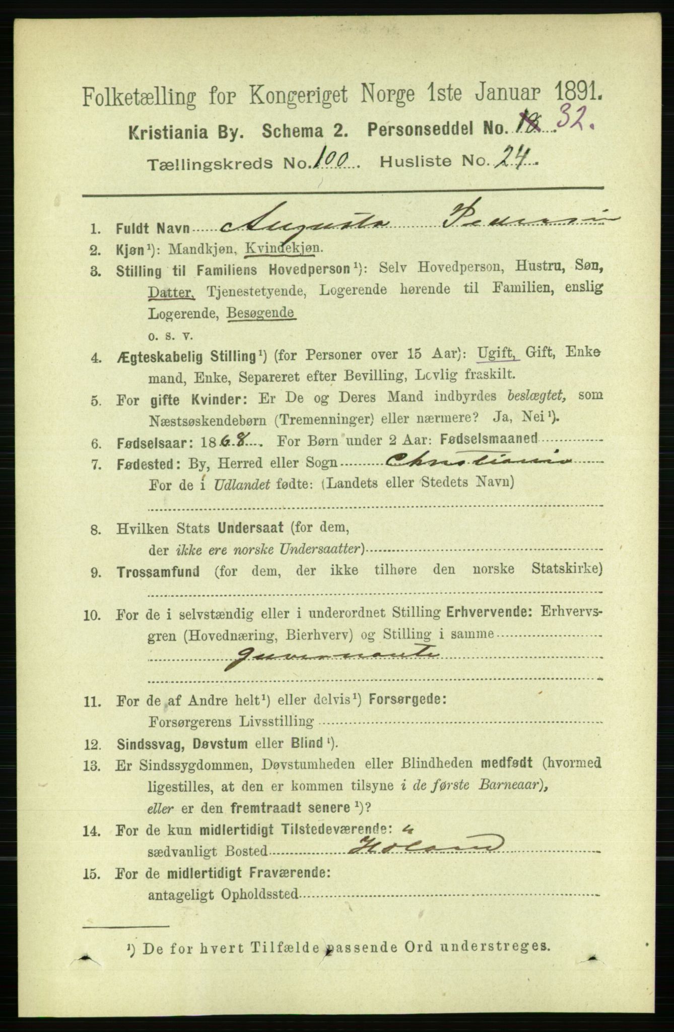 RA, 1891 census for 0301 Kristiania, 1891, p. 49923