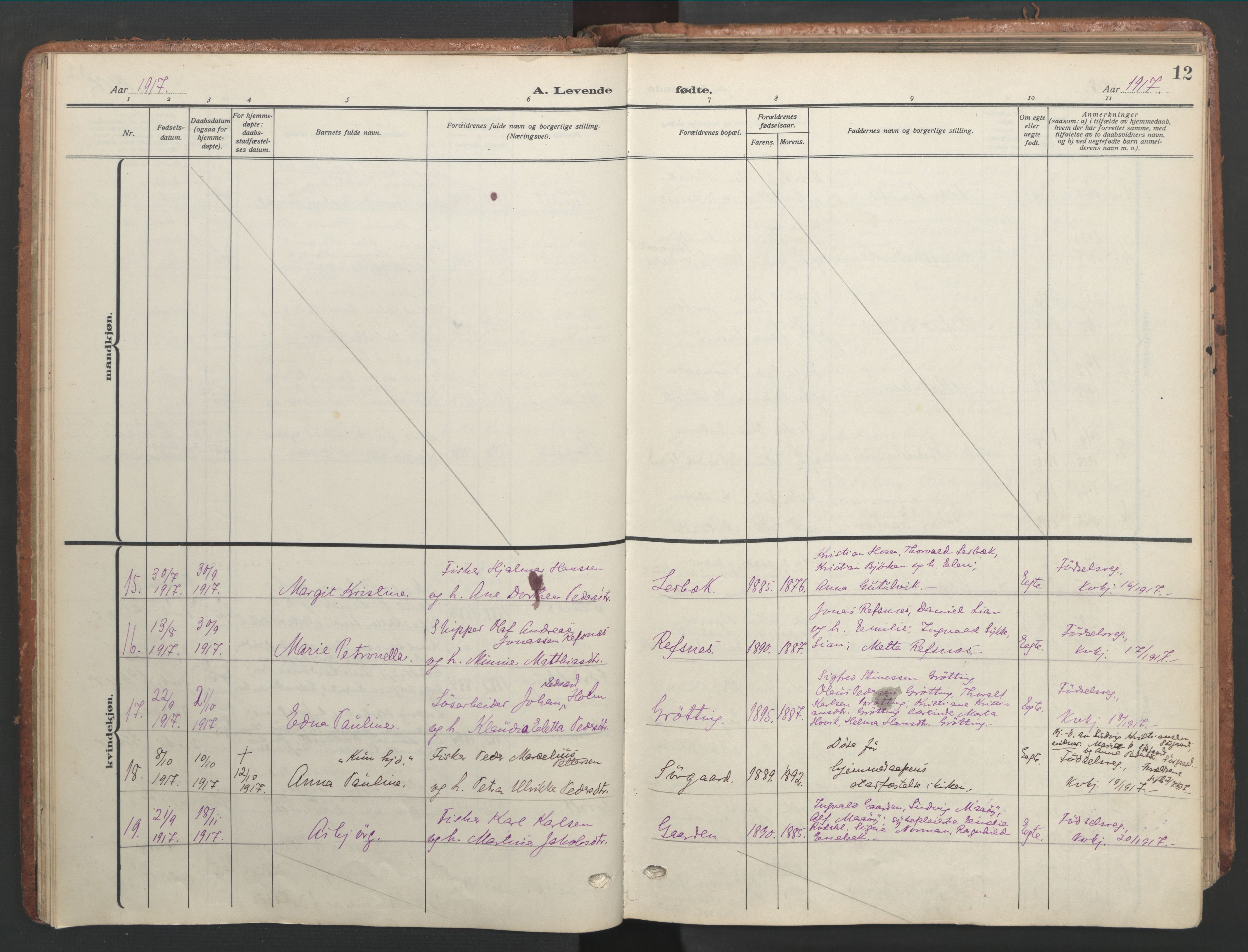 Ministerialprotokoller, klokkerbøker og fødselsregistre - Sør-Trøndelag, SAT/A-1456/656/L0694: Parish register (official) no. 656A03, 1914-1931, p. 12