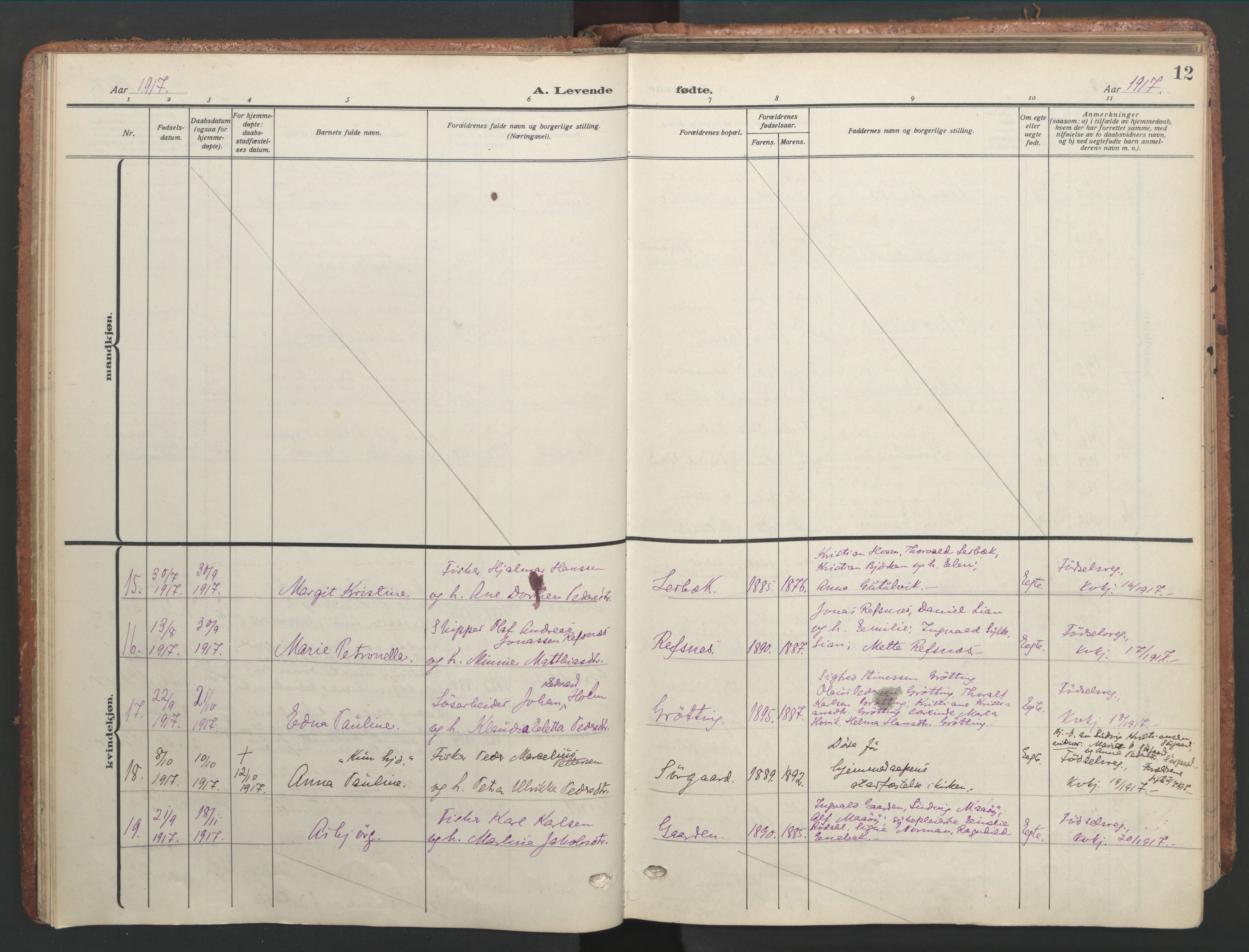 Ministerialprotokoller, klokkerbøker og fødselsregistre - Sør-Trøndelag, AV/SAT-A-1456/656/L0694: Parish register (official) no. 656A03, 1914-1931, p. 12