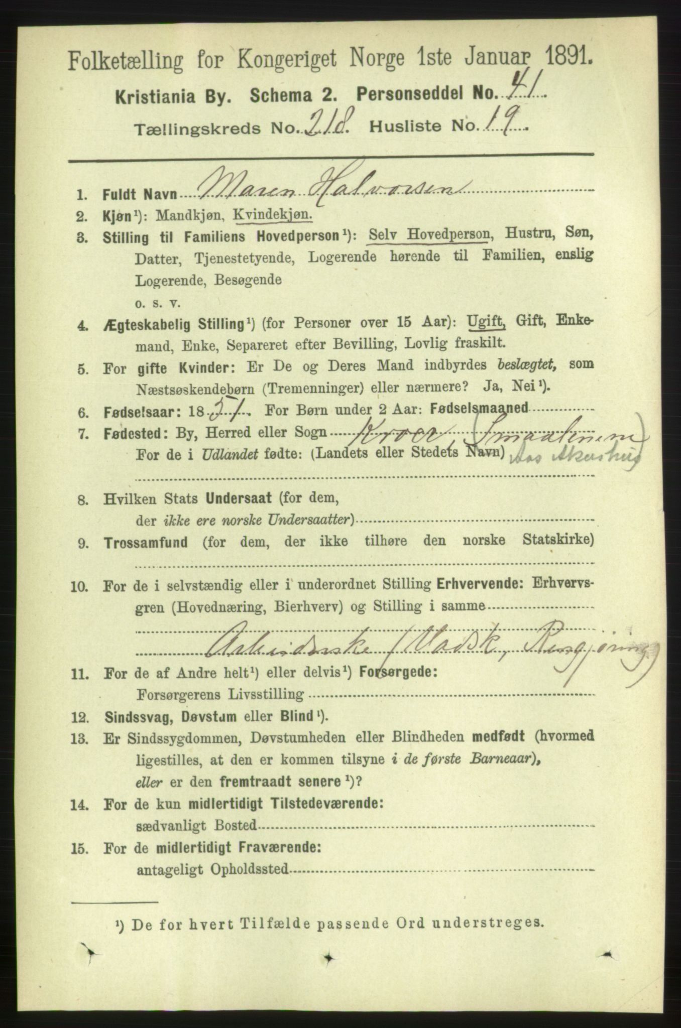 RA, 1891 census for 0301 Kristiania, 1891, p. 129513