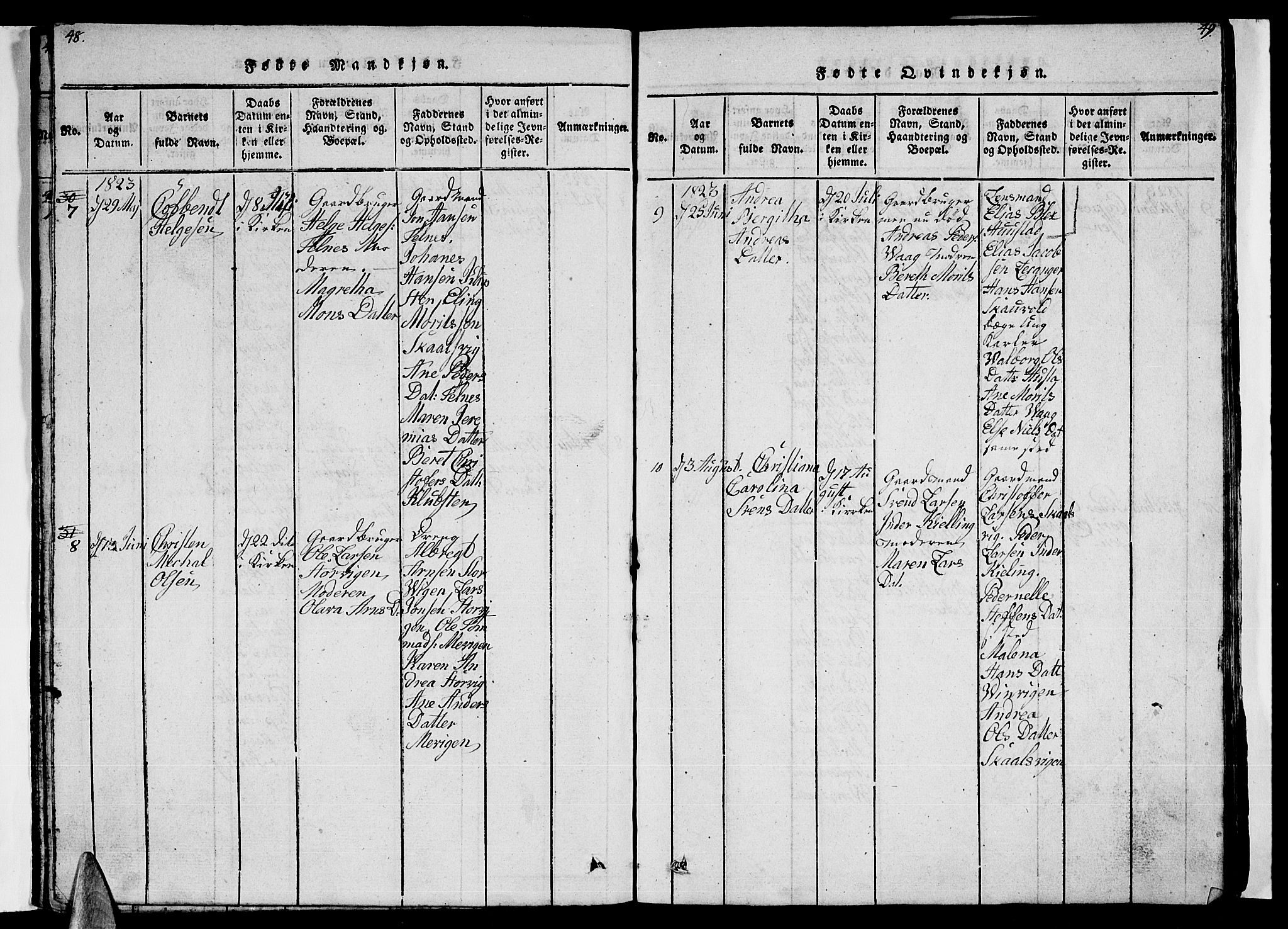 Ministerialprotokoller, klokkerbøker og fødselsregistre - Nordland, AV/SAT-A-1459/805/L0105: Parish register (copy) no. 805C01, 1820-1839, p. 48-49