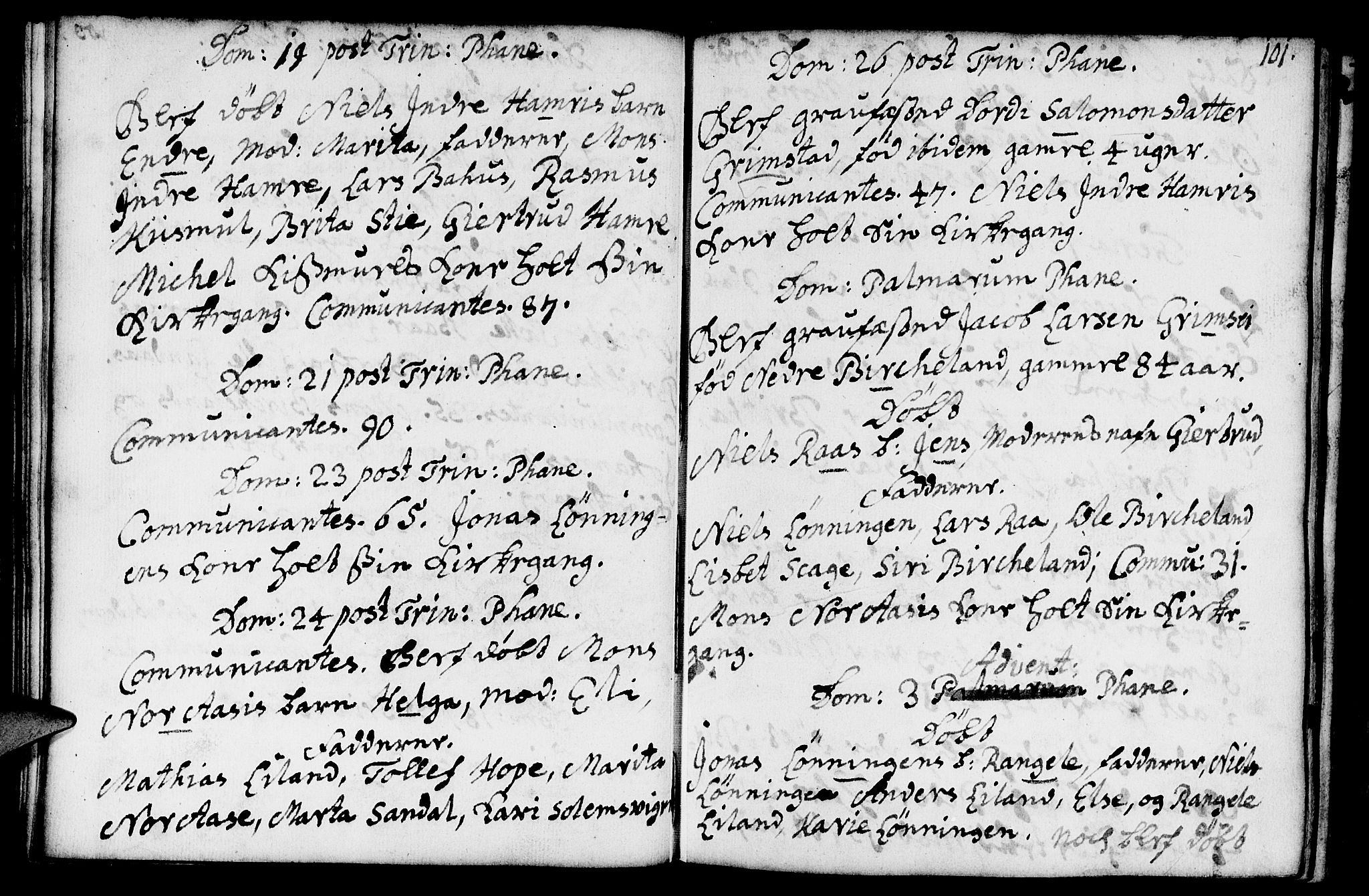 Fana Sokneprestembete, AV/SAB-A-75101/H/Haa/Haaa/L0002: Parish register (official) no. A 2, 1719-1735, p. 101