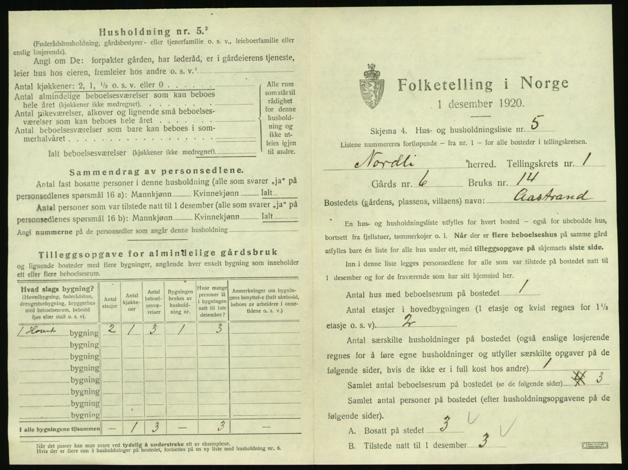 SAT, 1920 census for Nordli, 1920, p. 31