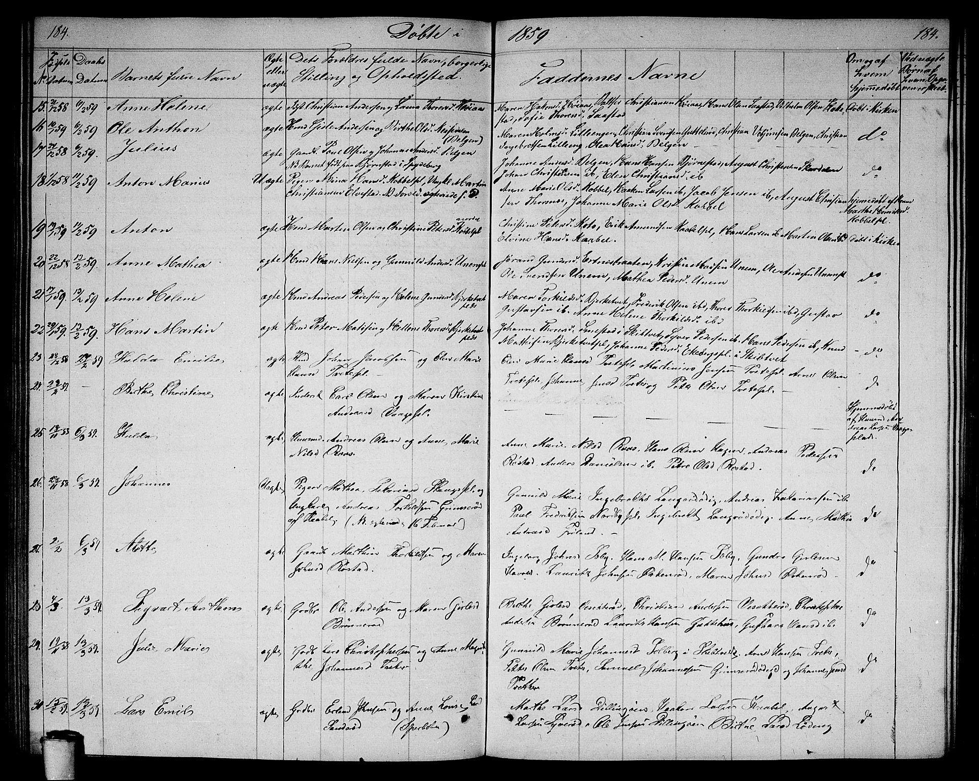 Våler prestekontor Kirkebøker, SAO/A-11083/G/Ga/L0002: Parish register (copy) no. I 2, 1839-1860, p. 184