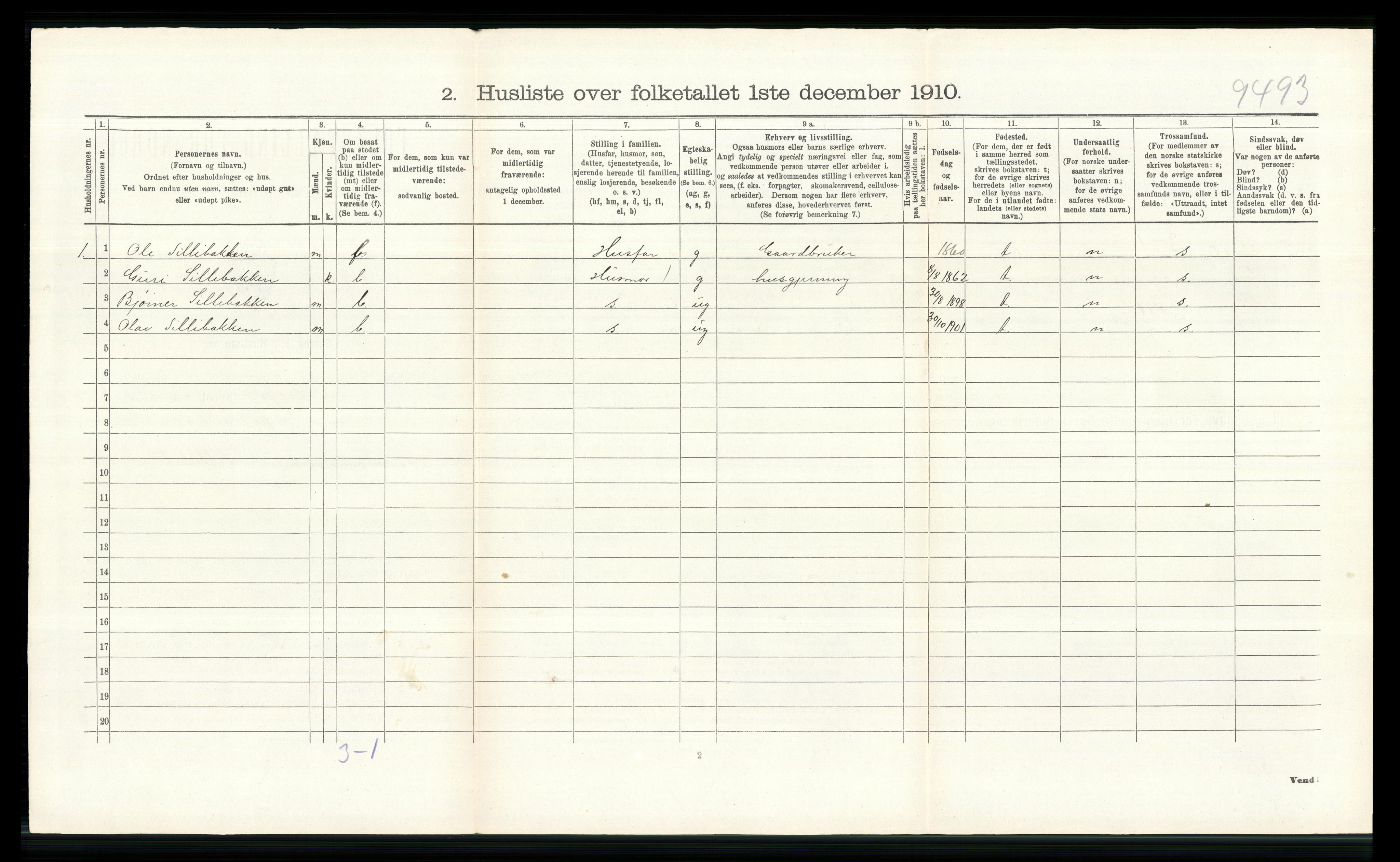 RA, 1910 census for Lesja, 1910, p. 718