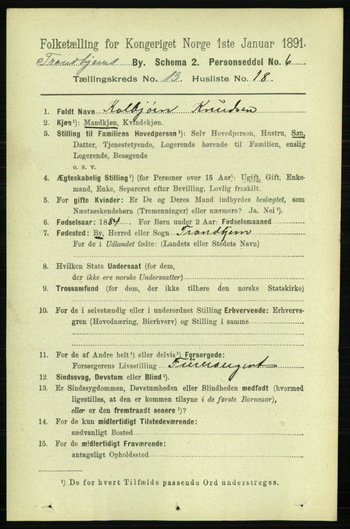 RA, 1891 census for 1601 Trondheim, 1891, p. 10420