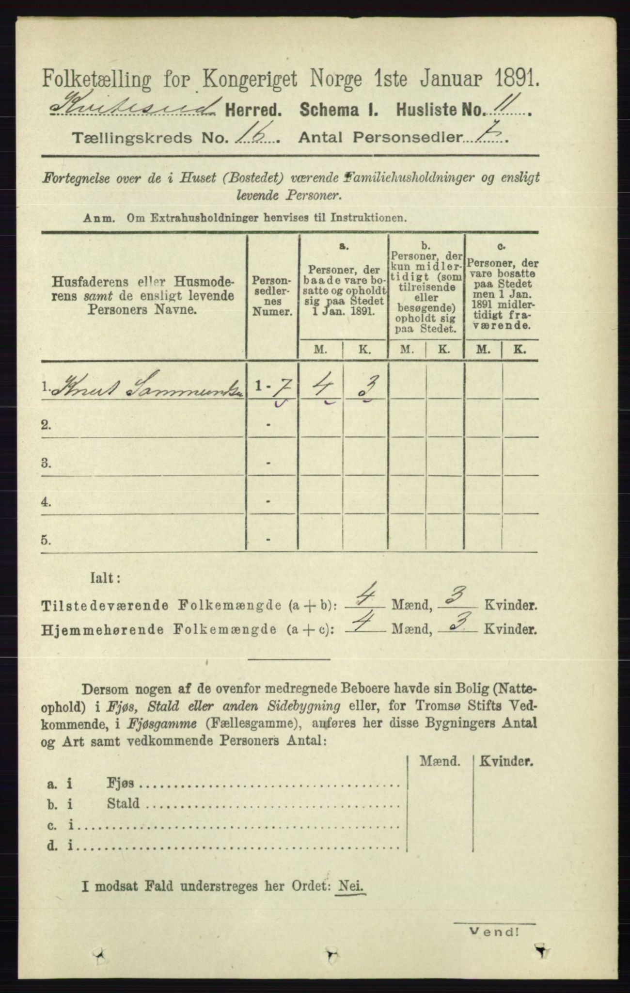 RA, 1891 census for 0829 Kviteseid, 1891, p. 3623