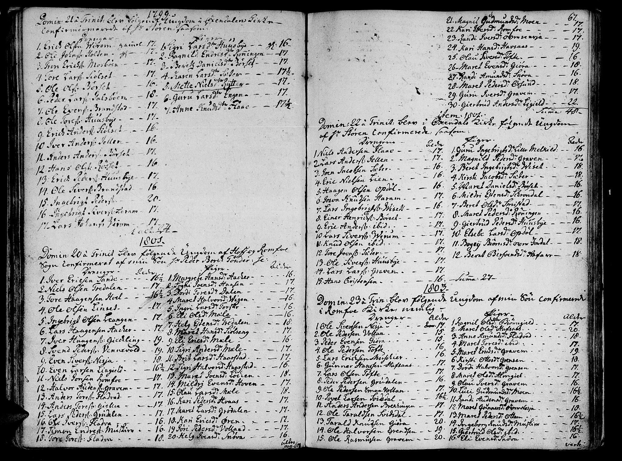 Ministerialprotokoller, klokkerbøker og fødselsregistre - Møre og Romsdal, SAT/A-1454/590/L1008: Parish register (official) no. 590A02, 1794-1820, p. 67